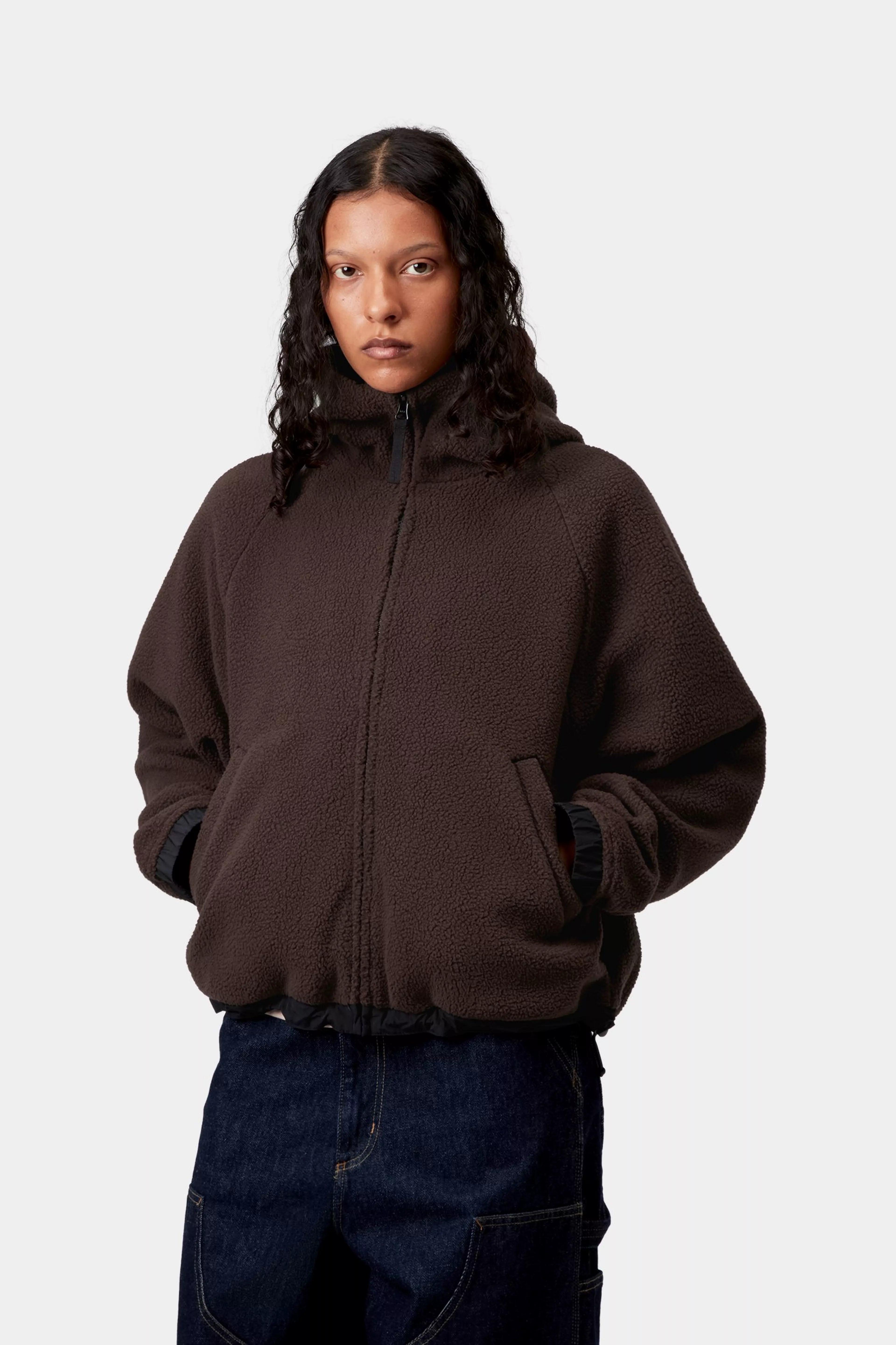 W' HOODED HELIX FLEECE JACKET - Palisander / Black