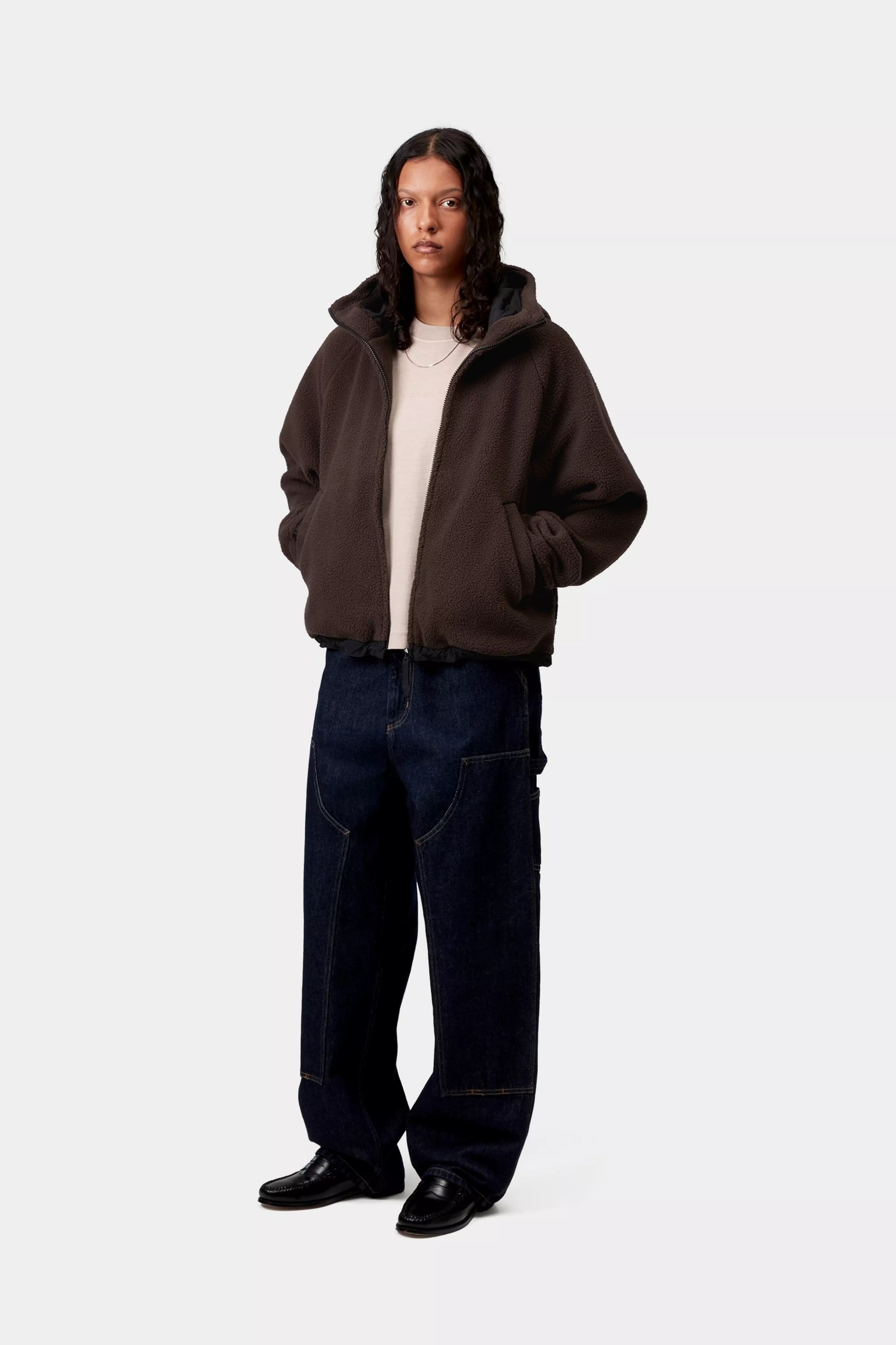 W' HOODED HELIX FLEECE JACKET - Palisander / Black