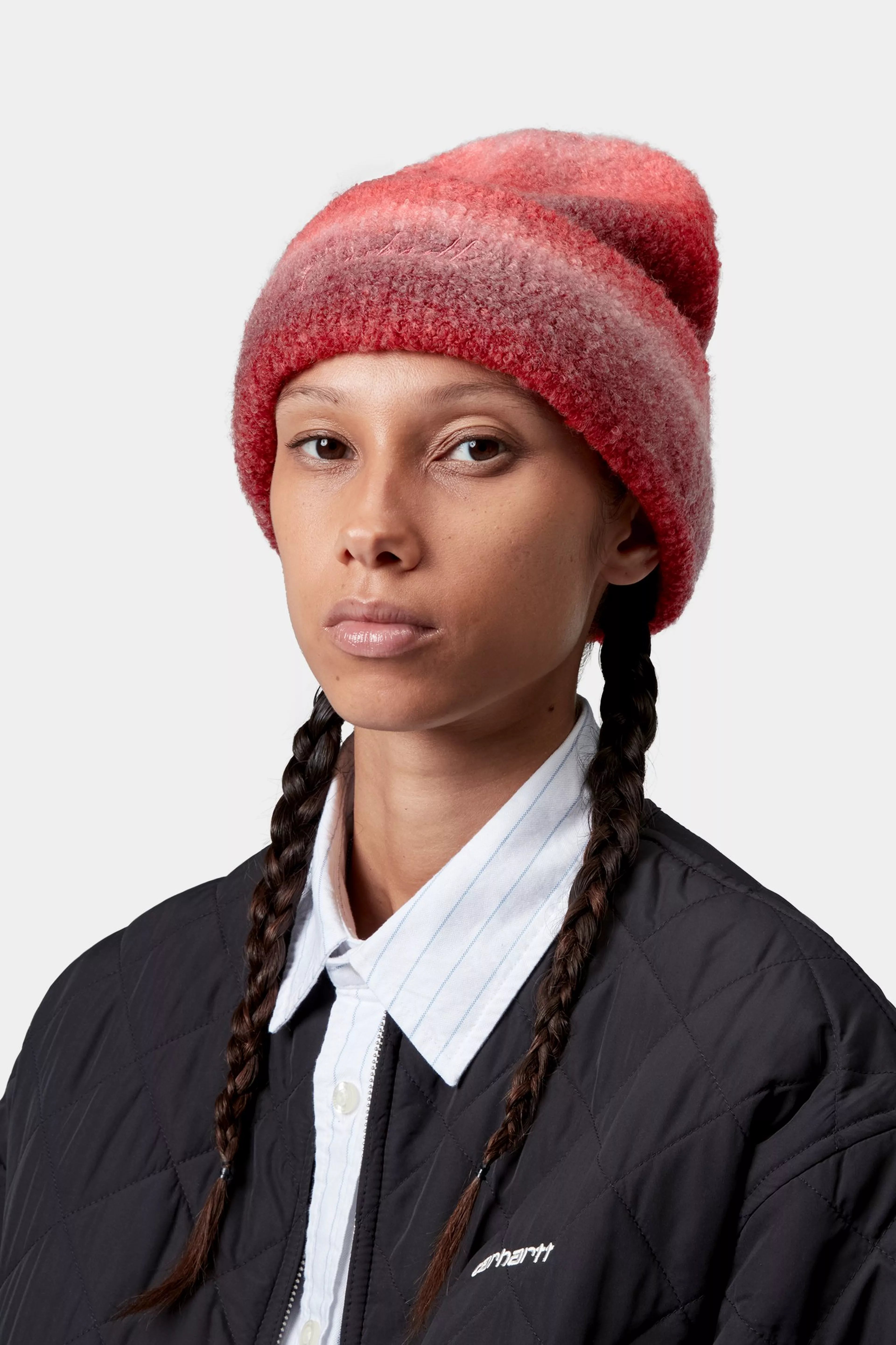 TONY BEANIE  - Tony Stripe Jacquard, Palisander / Glassy Pink