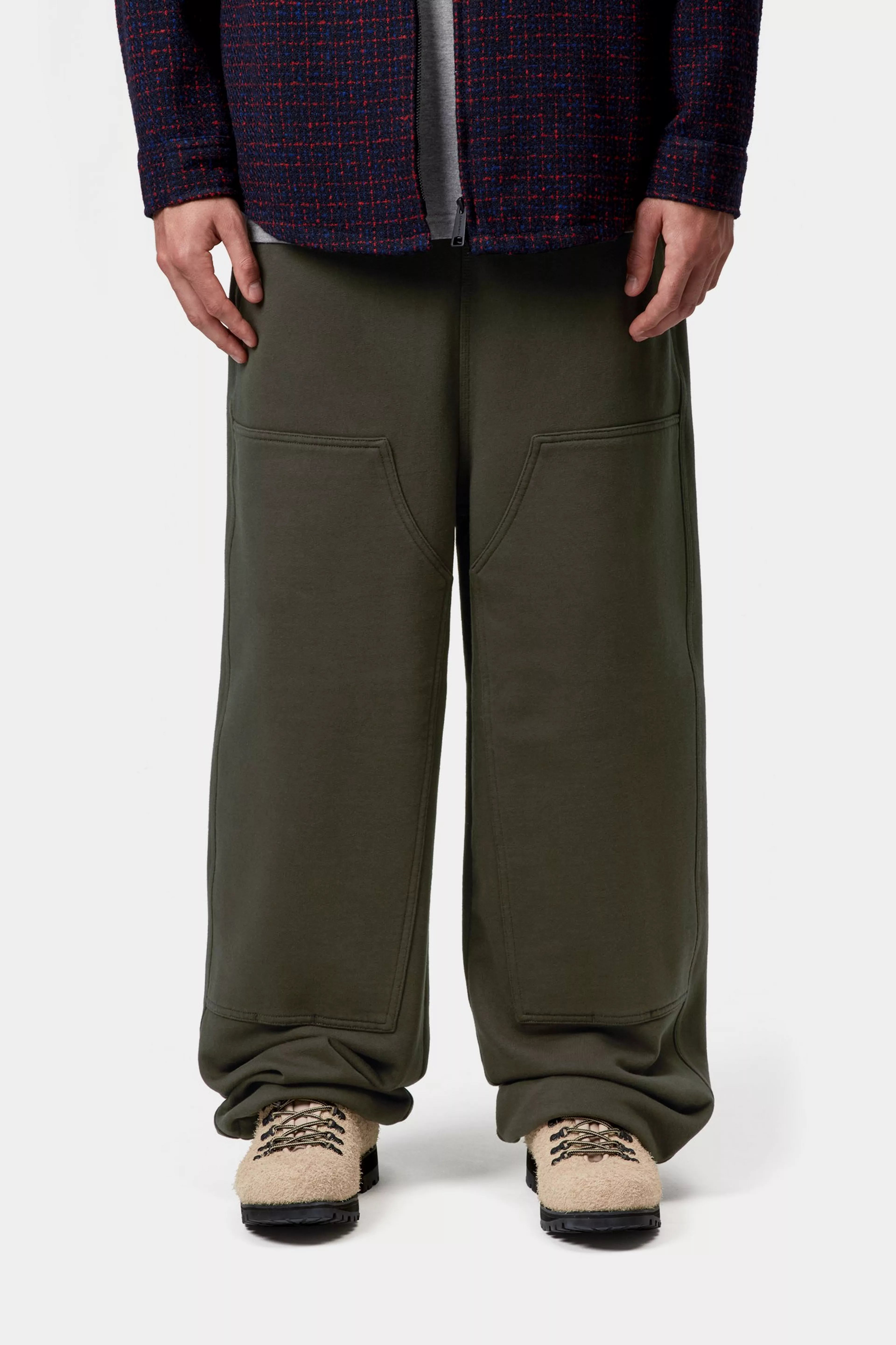 DOUBLE KNEE SWEATPANT  - Olive (stone washed) 2