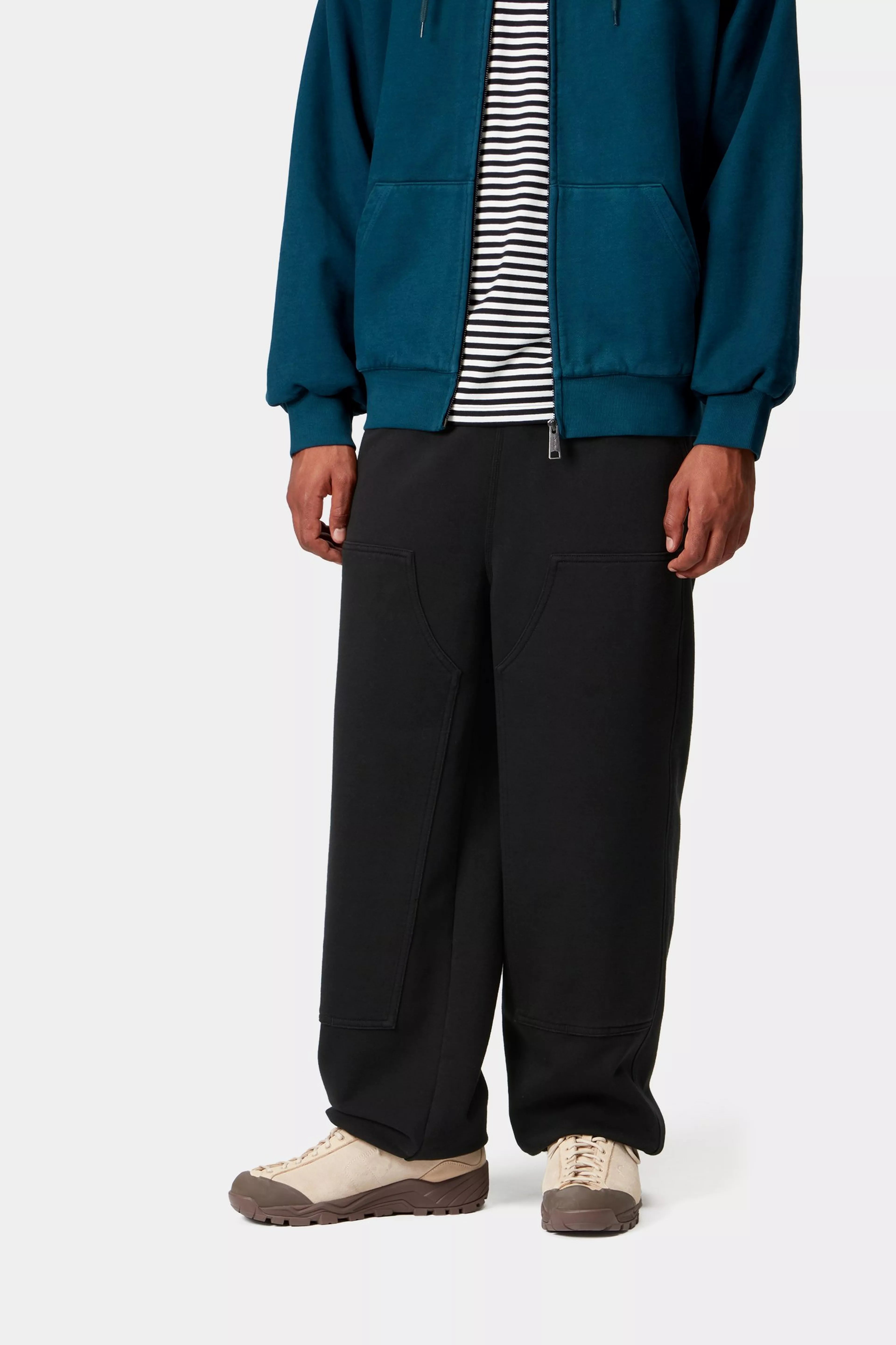 DOUBLE KNEE SWEATPANT  - Black (stone washed)