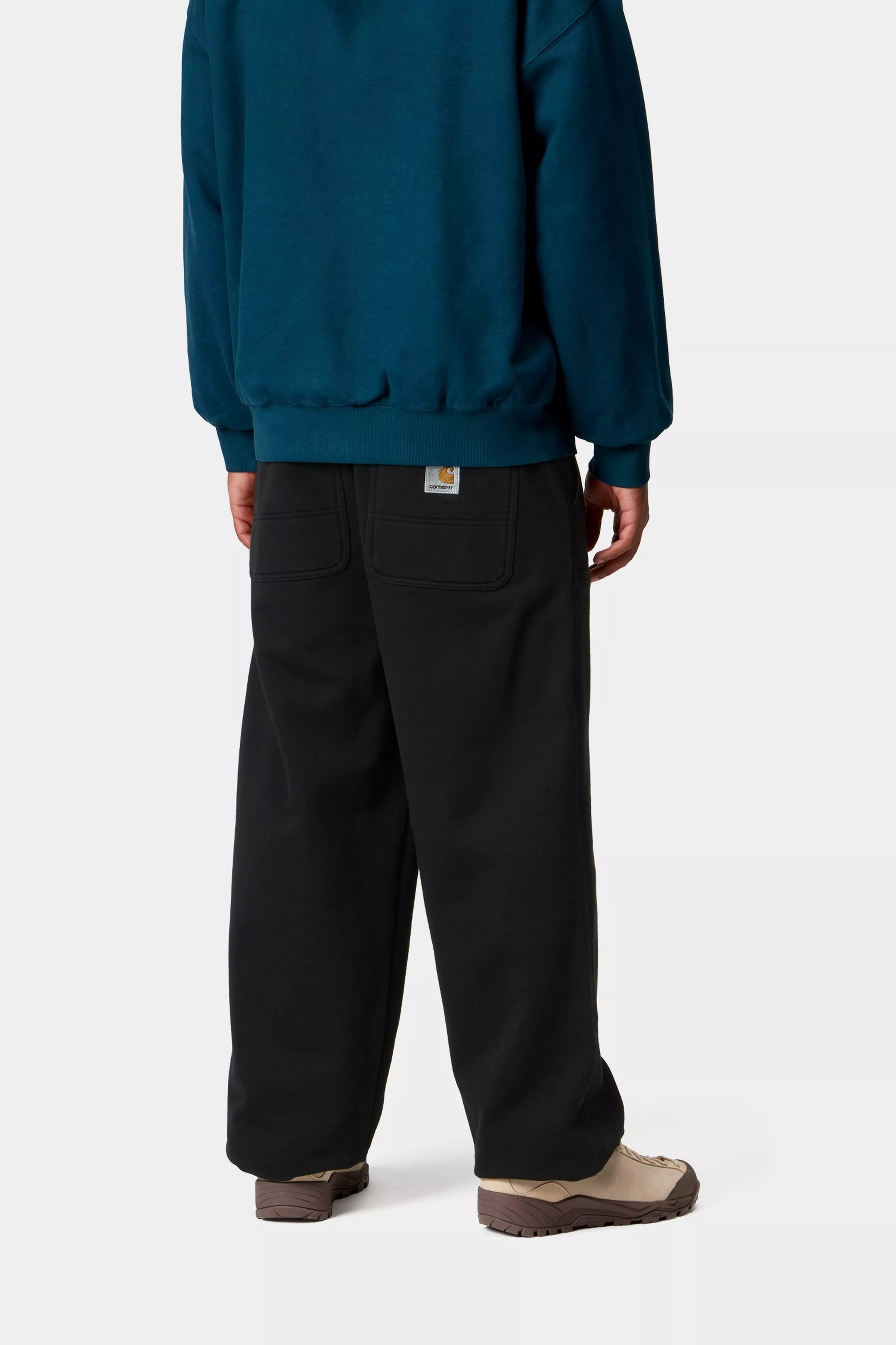 DOUBLE KNEE SWEATPANT  - Black (stone washed)