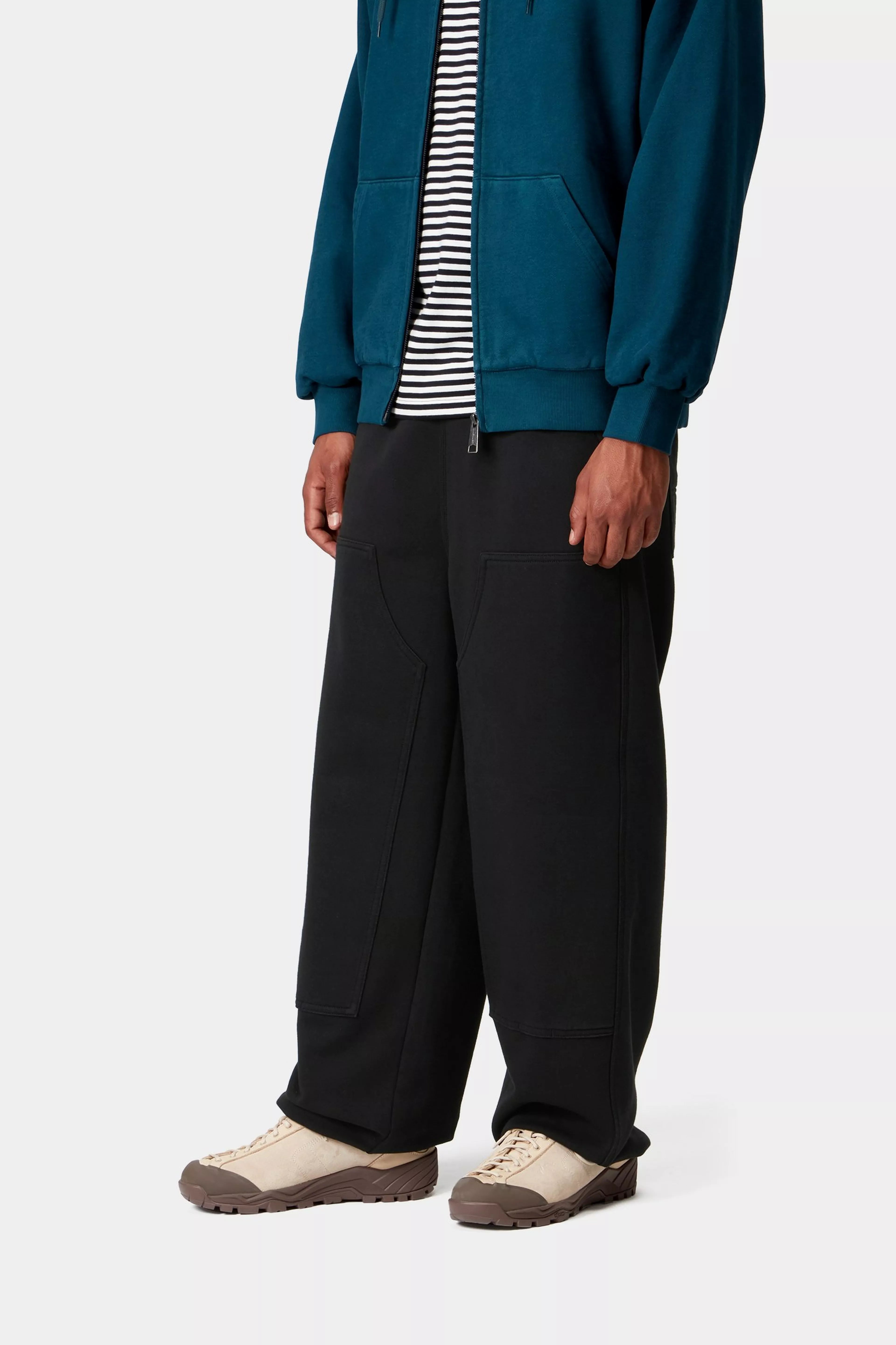 DOUBLE KNEE SWEATPANT  - Black (stone washed)