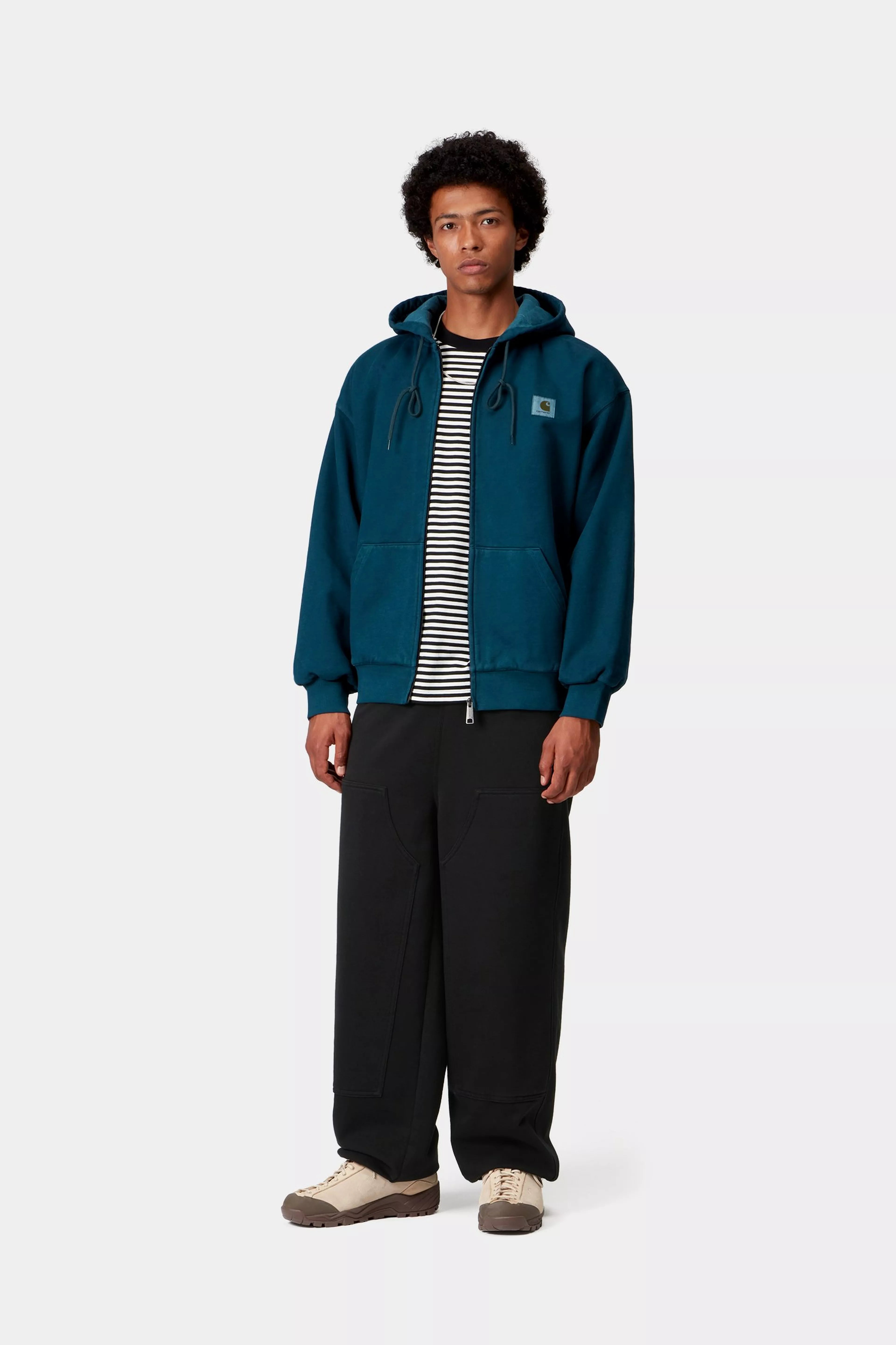 DOUBLE KNEE SWEATPANT  - Black (stone washed)