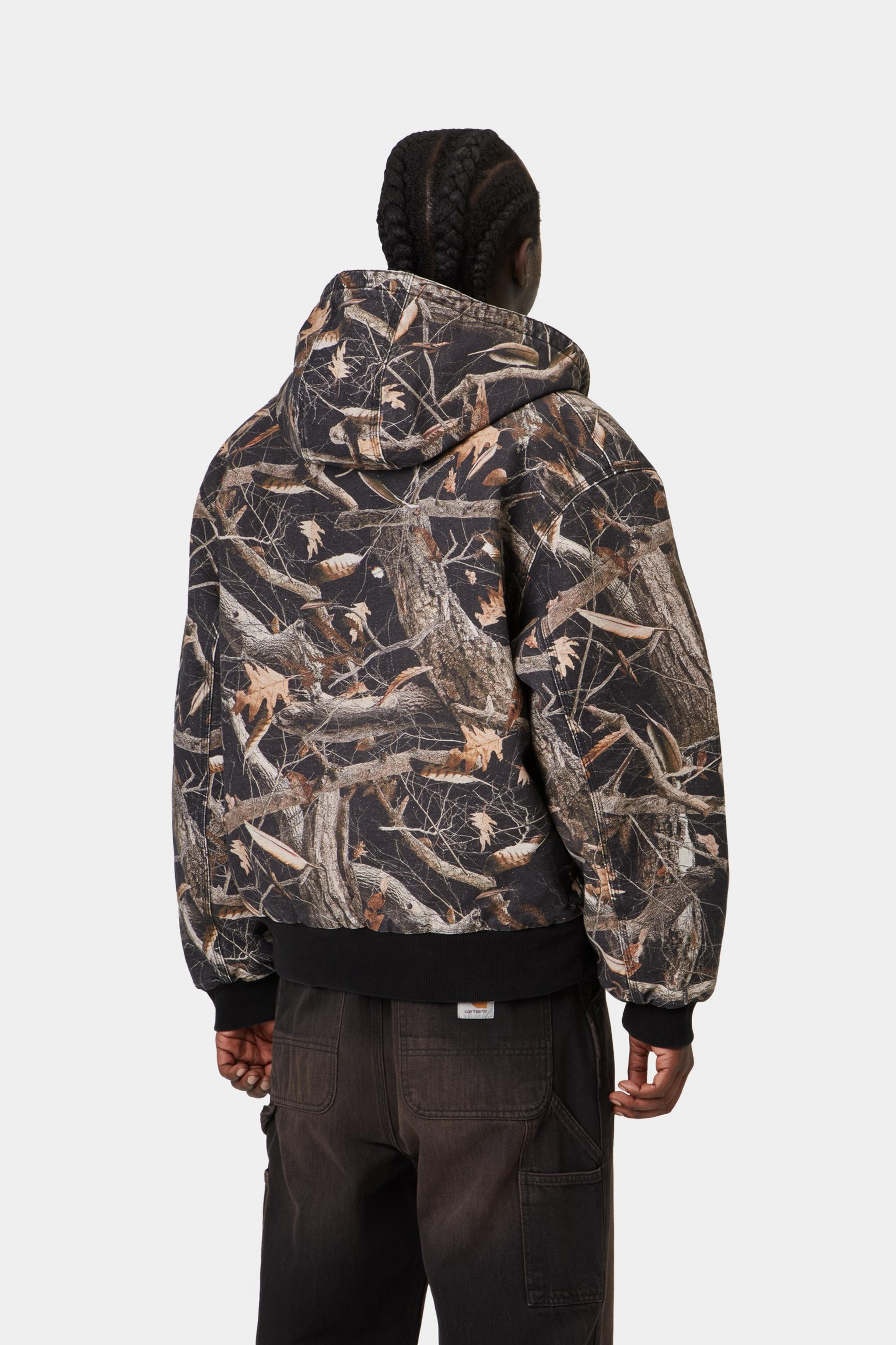 OG Active Jacket - Camo Feather Tree, Black heavy stone wash 3