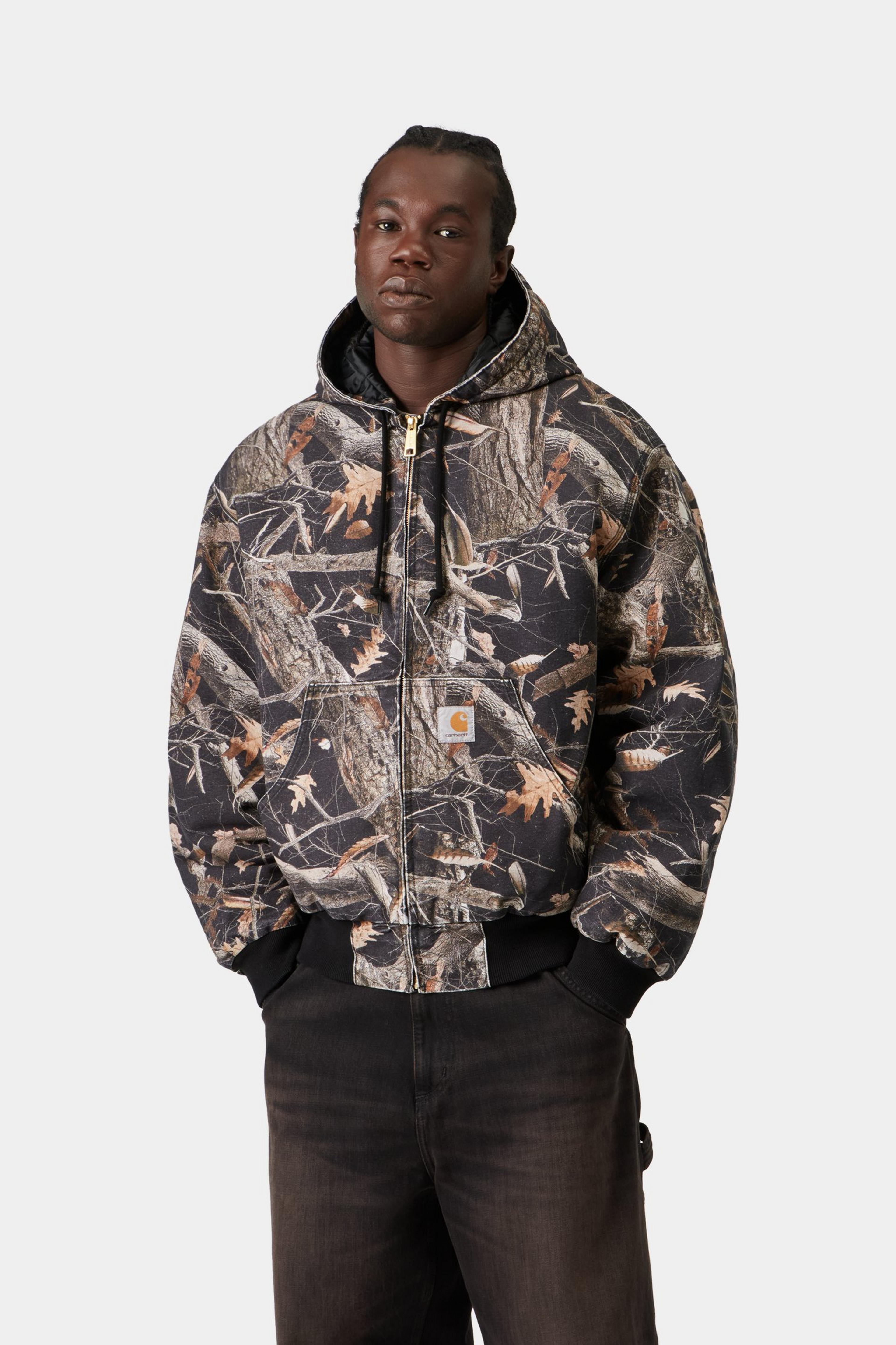 OG Active Jacket - Camo Feather Tree, Black heavy stone wash 4