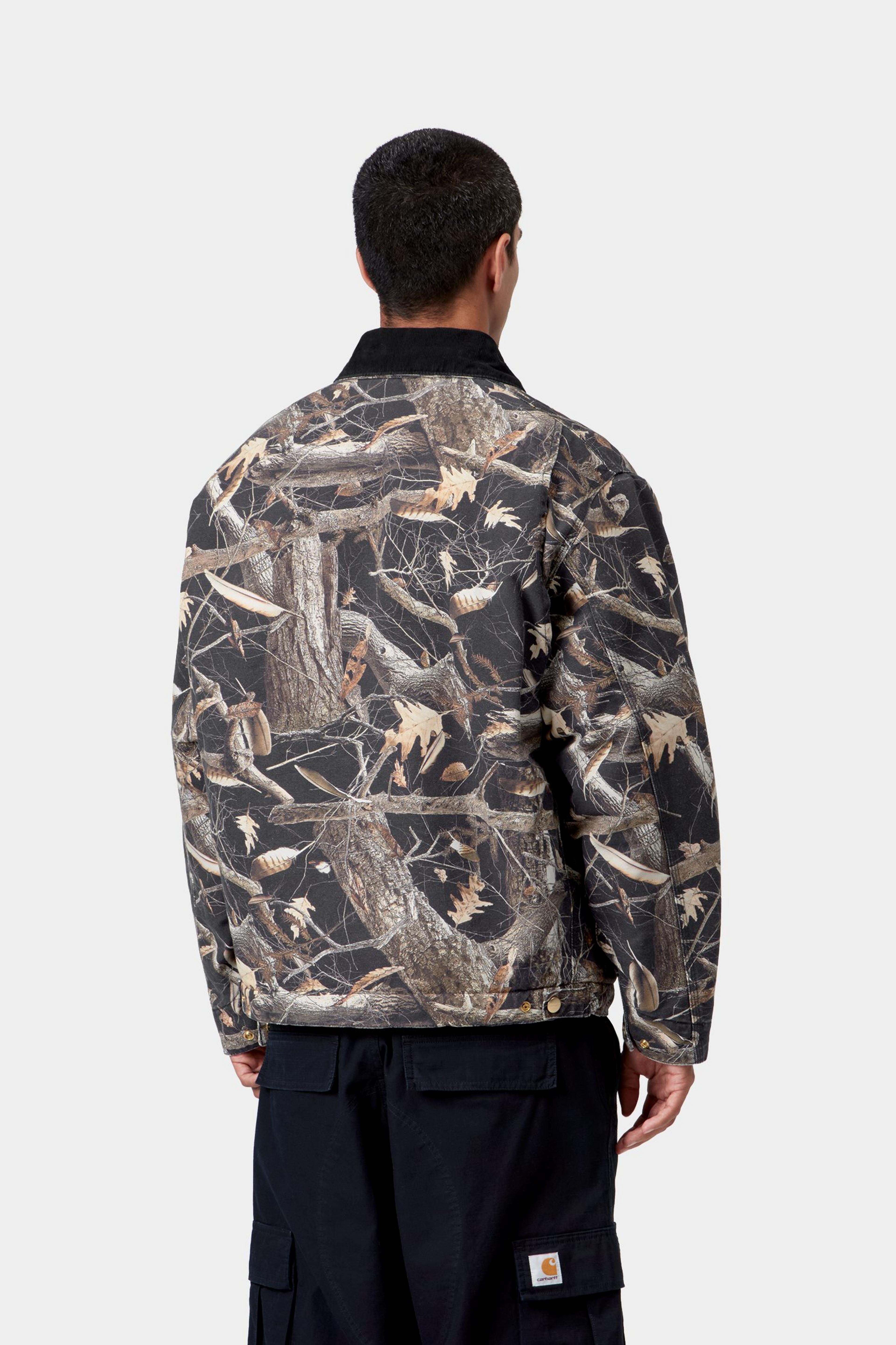 OG Detroit Jacket - Camo Feather Tree, Black / Black heavy stone wash 3