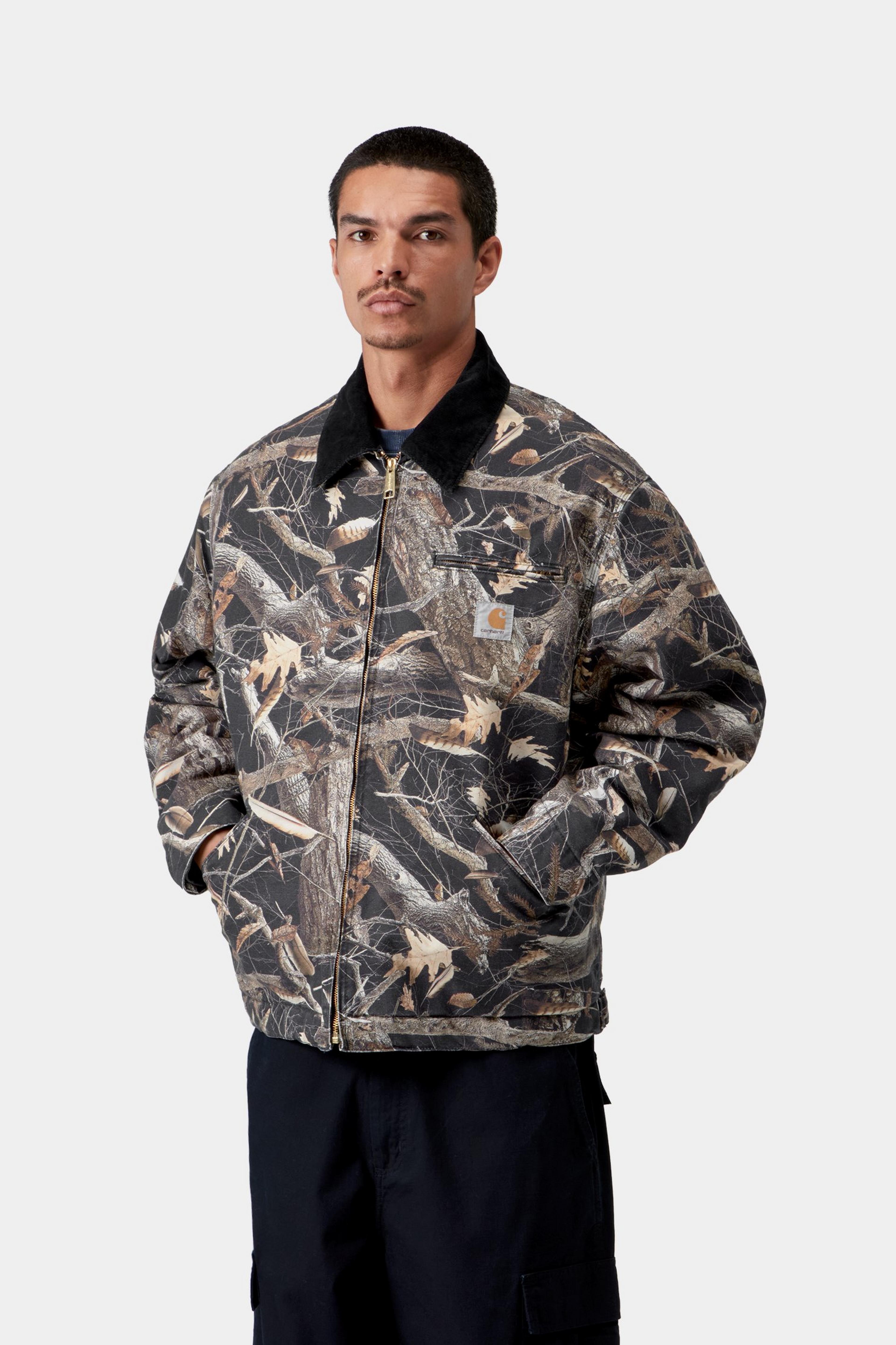 OG Detroit Jacket - Camo Feather Tree, Black / Black heavy stone wash 4