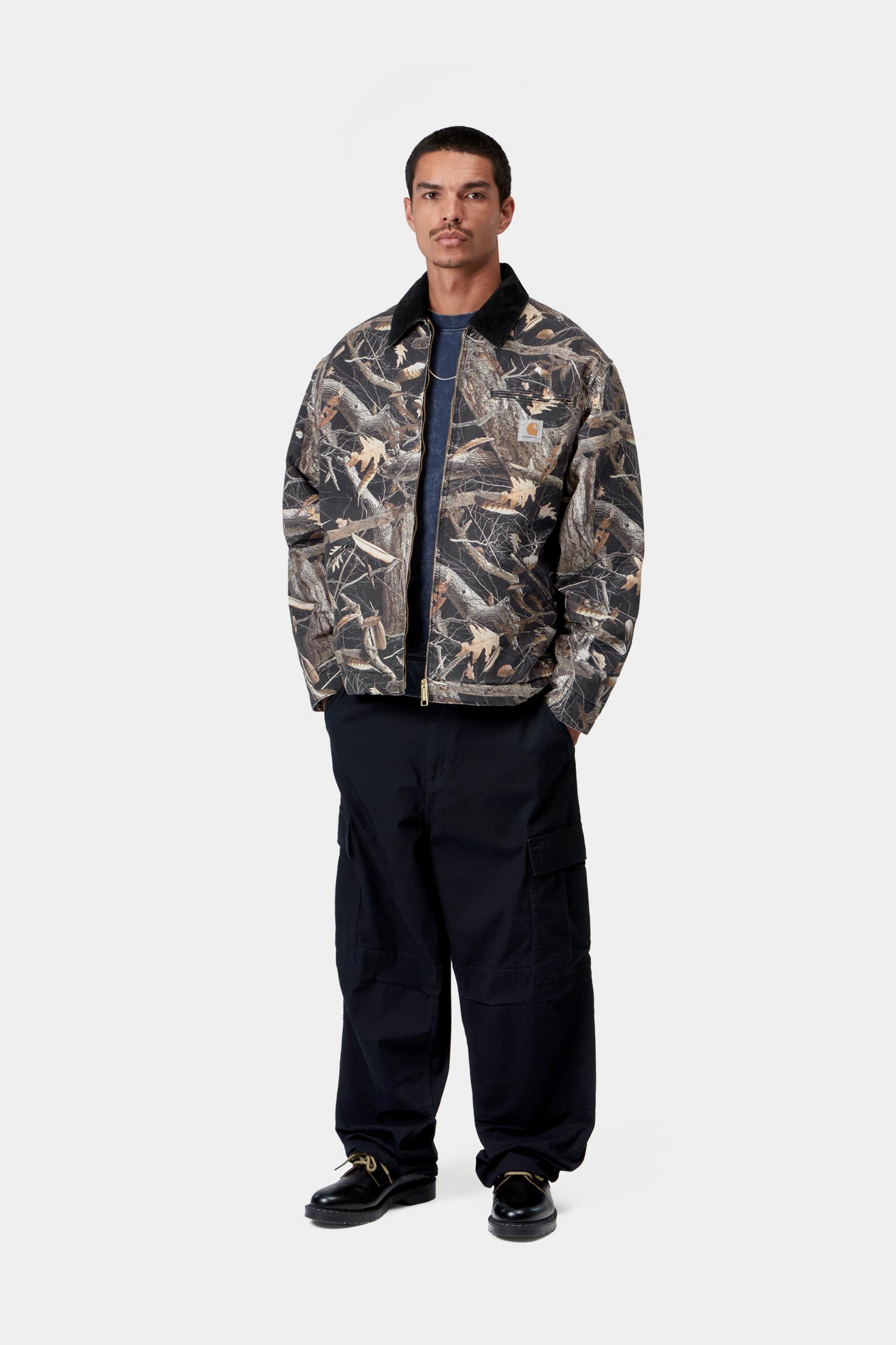 OG Detroit Jacket - Camo Feather Tree, Black / Black heavy stone wash 5