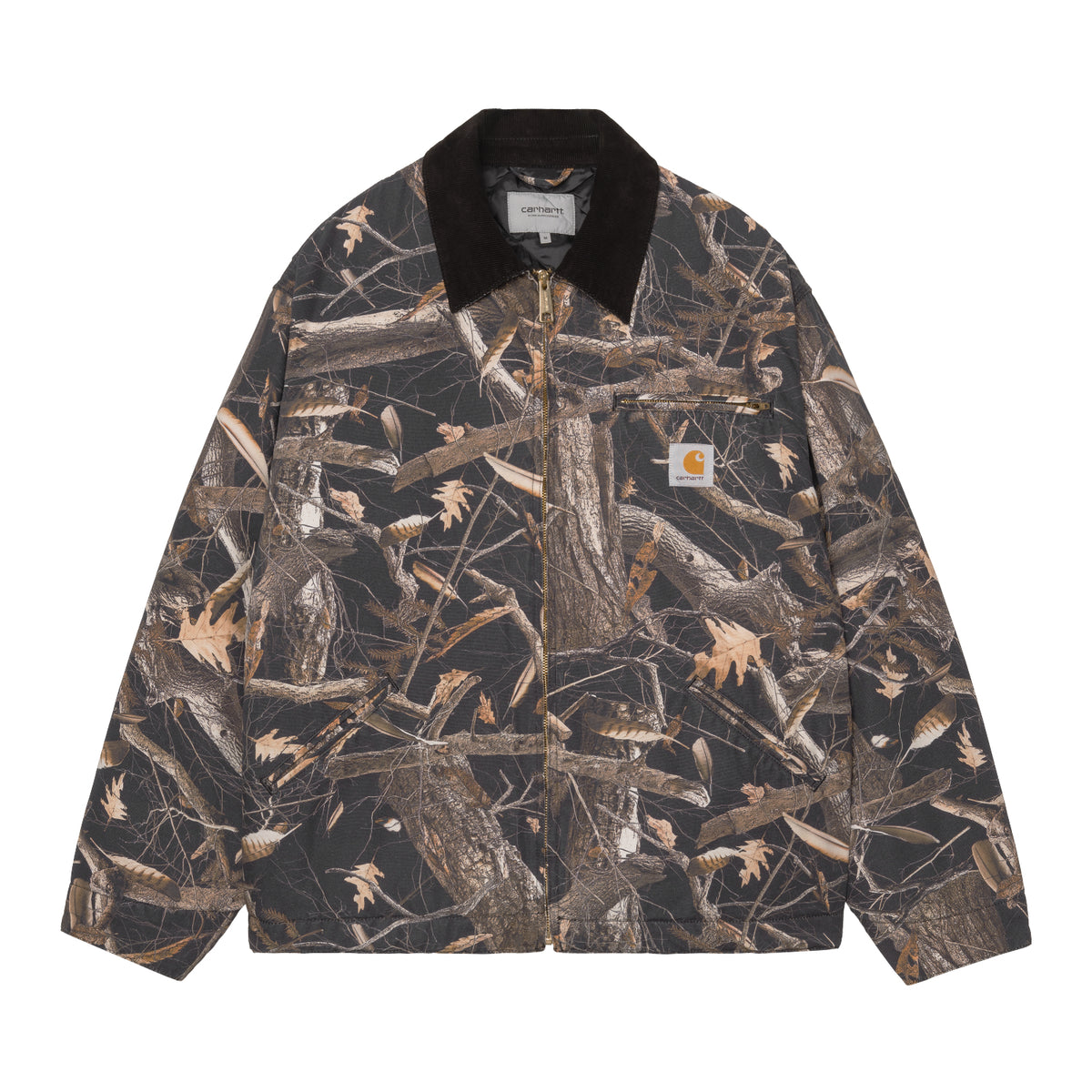 OG Detroit Jacket - Camo Feather Tree, Black / Black heavy stone wash