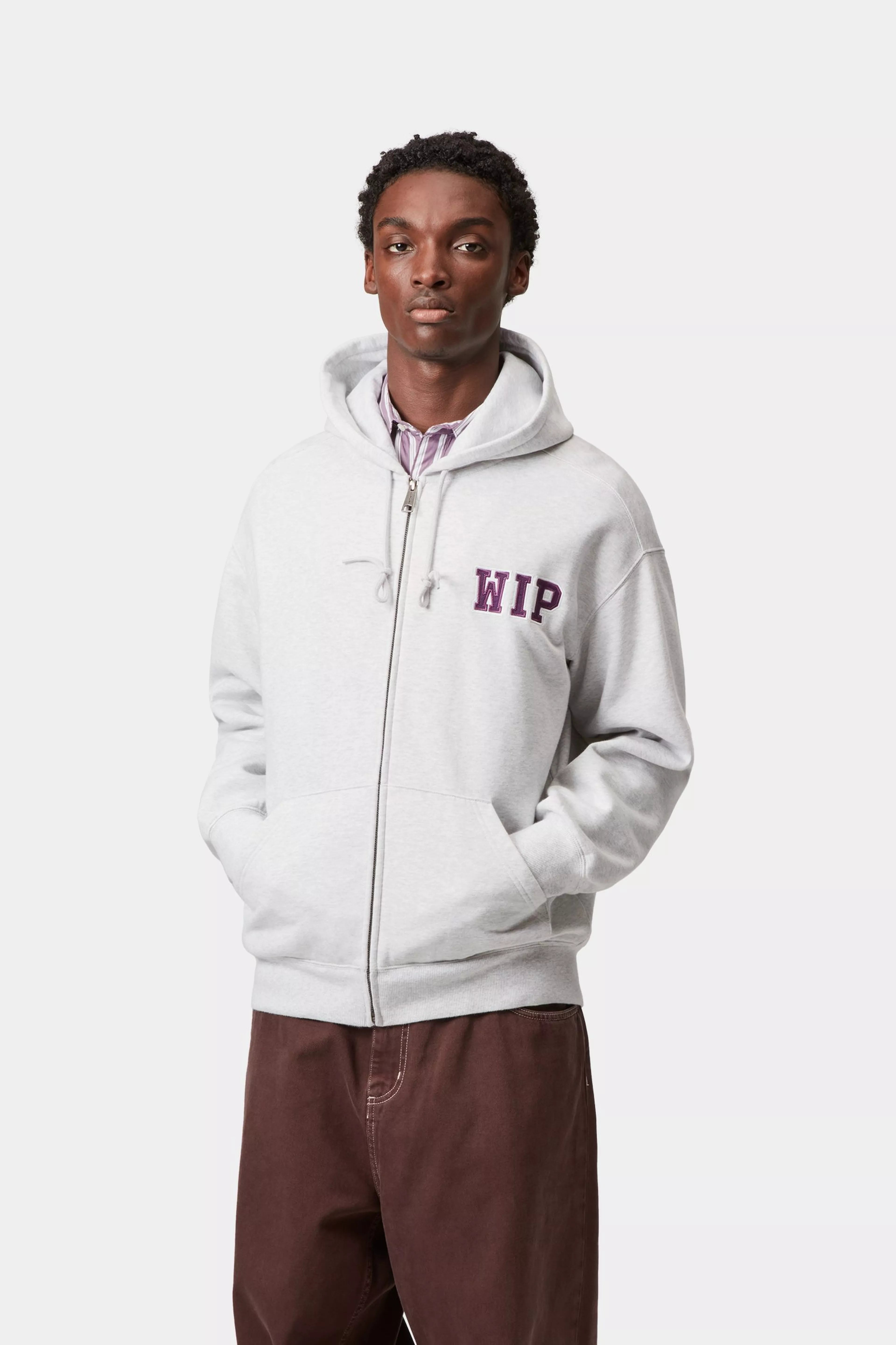 HOODED MINI WIP SWEAT JACKET - Ash Heather (stone washed)