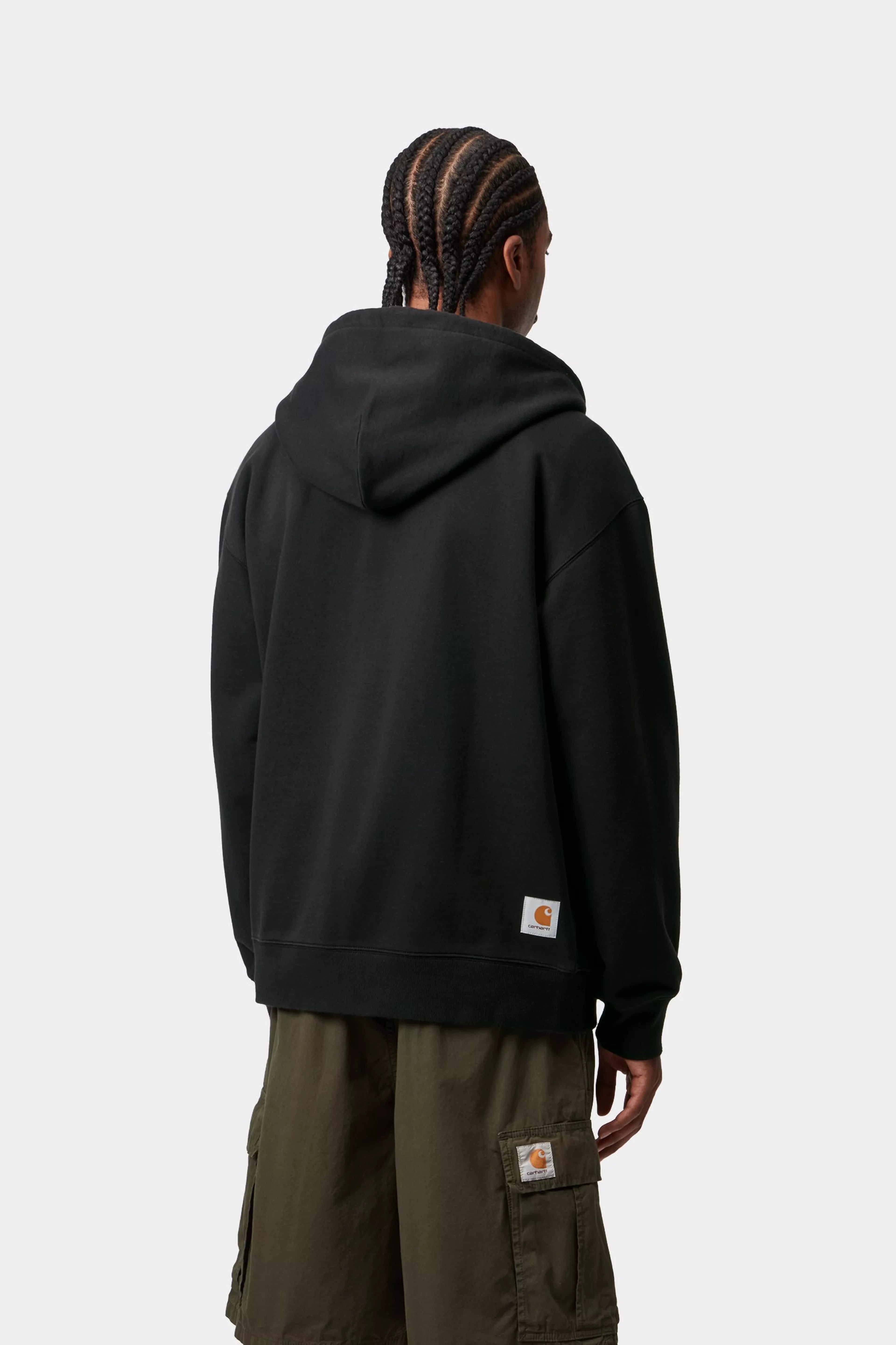 HOODED MINI WIP SWEAT JACKET - Black (stone washed)