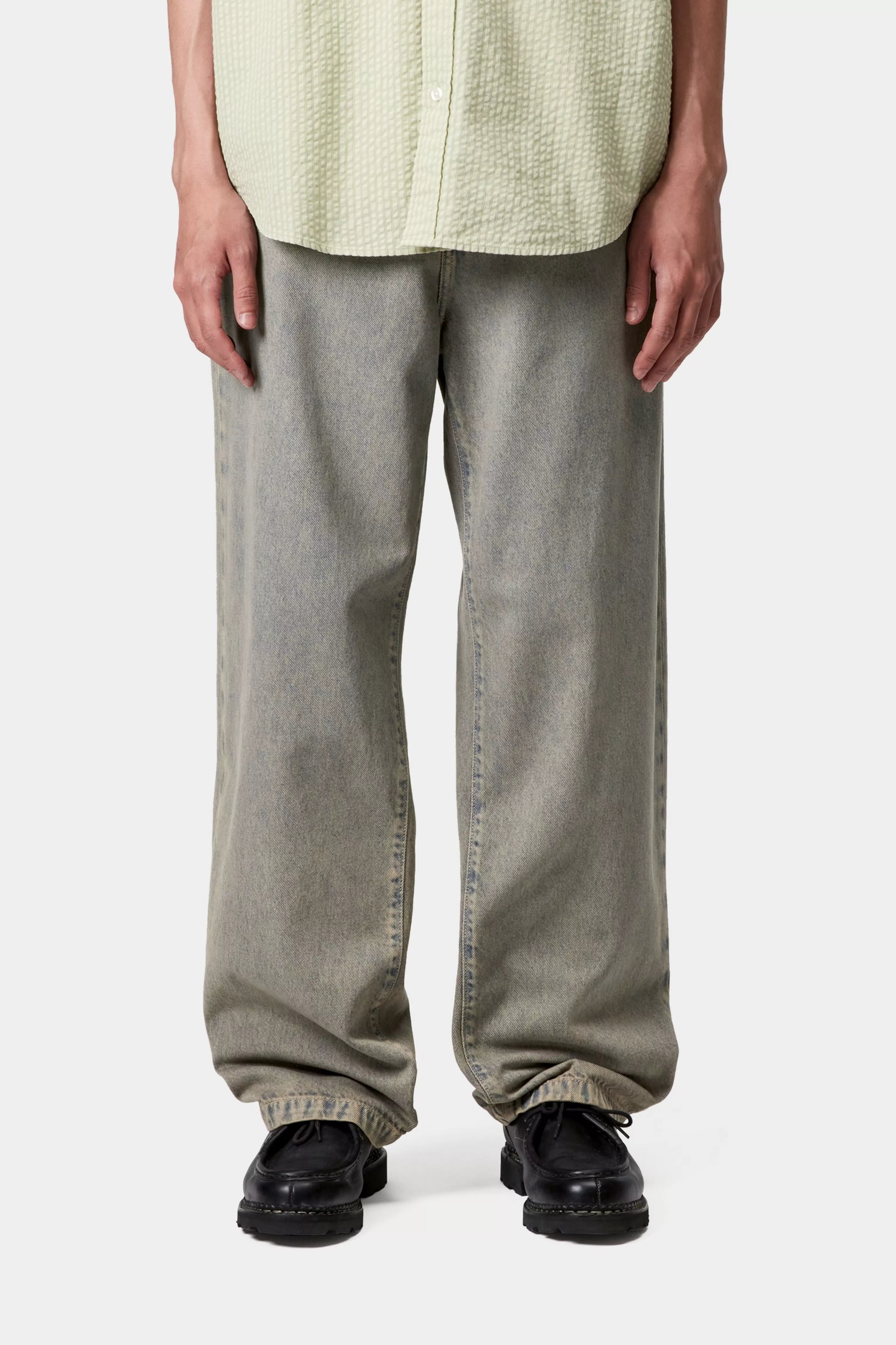 LANDON PANT  - Blue / Leather (garment dyed)