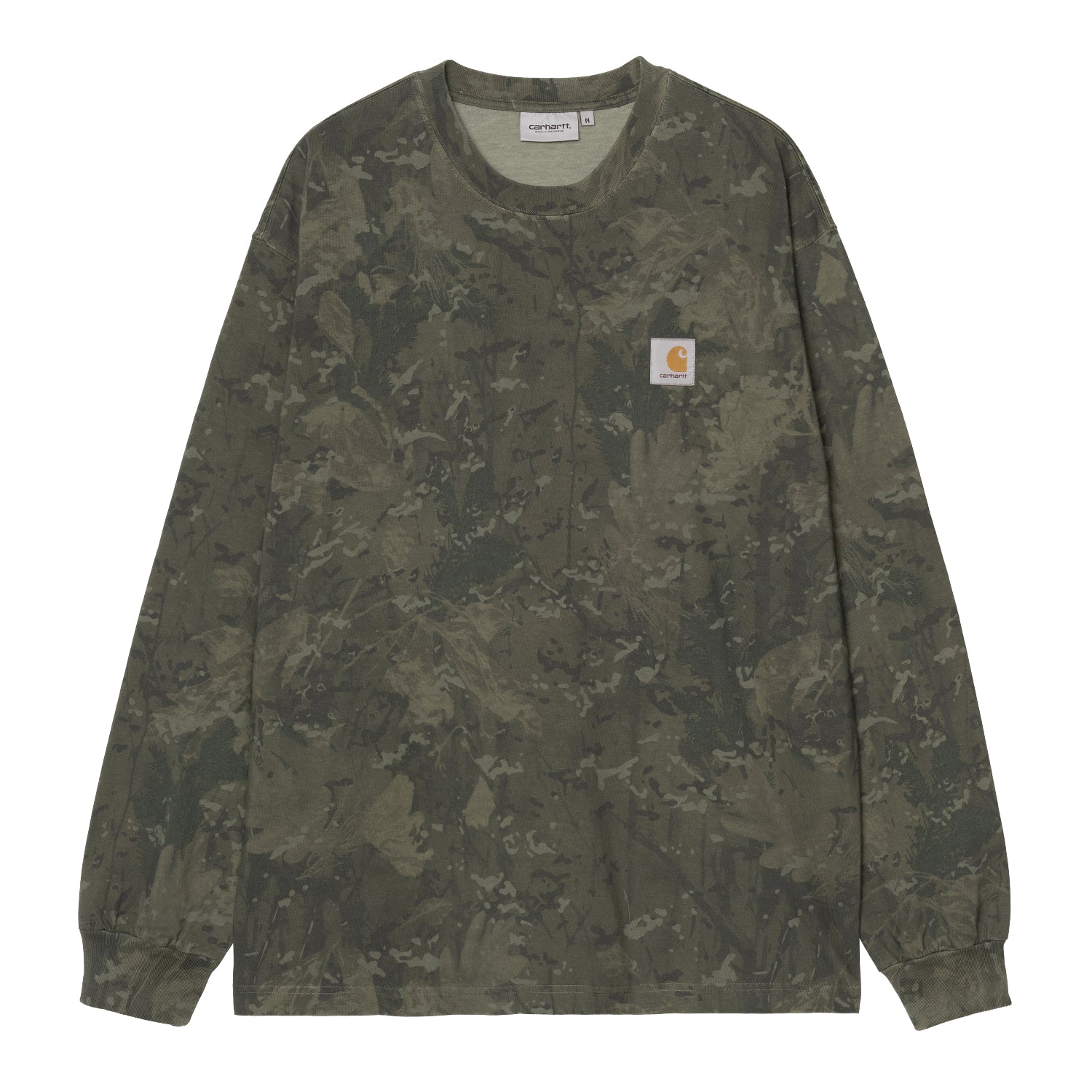 L/S CAMO COMBI T-SHIRT - Camo Combi, Green / Olive (garment dyed)