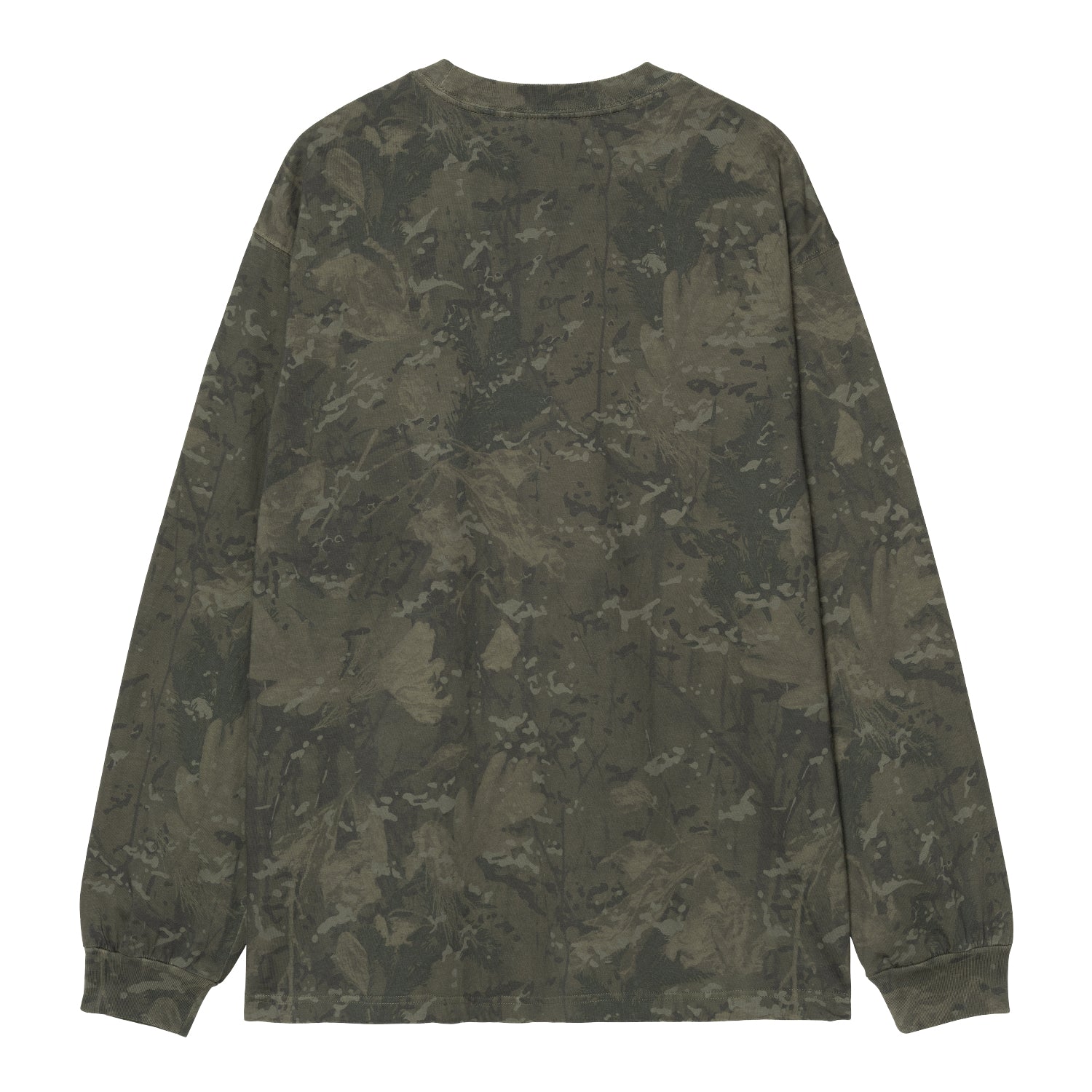 L/S CAMO COMBI T-SHIRT - Camo Combi, Green / Olive (garment dyed)