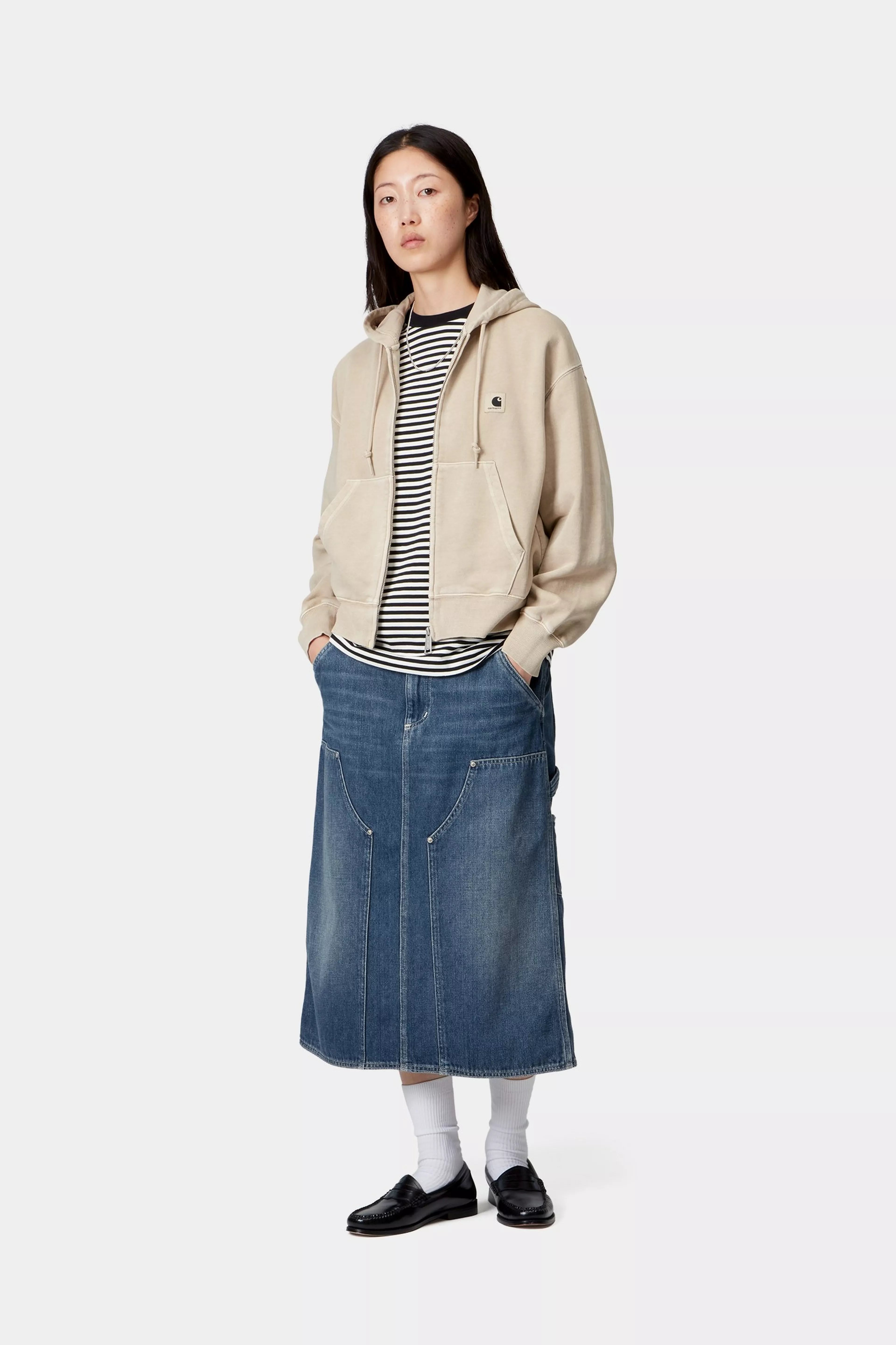 W' DOUBLE KNEE SKIRT  - Blue (dark used wash)