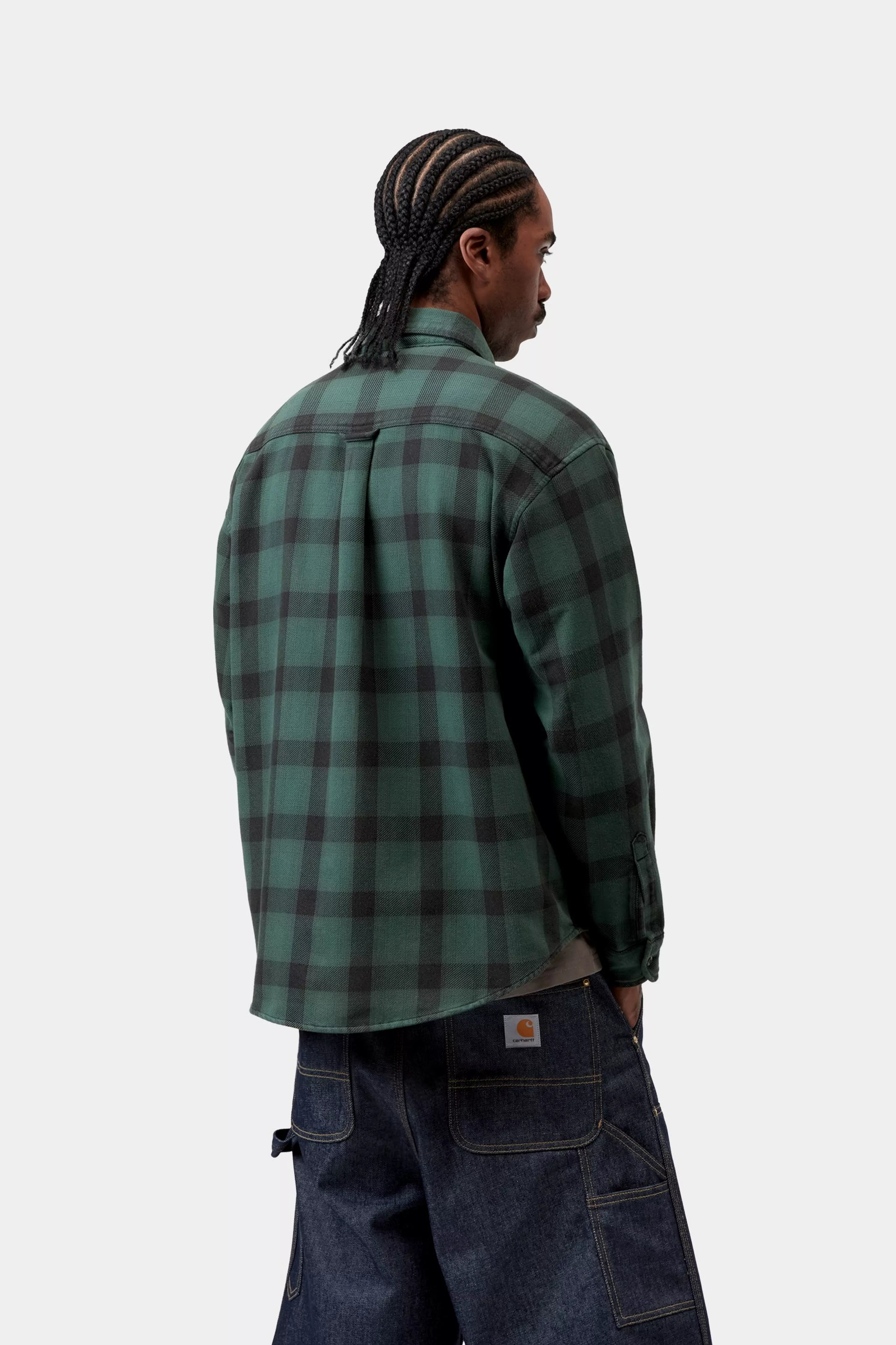 L/S Edmands Shirt - Edmands Check, Natural / Kale Green