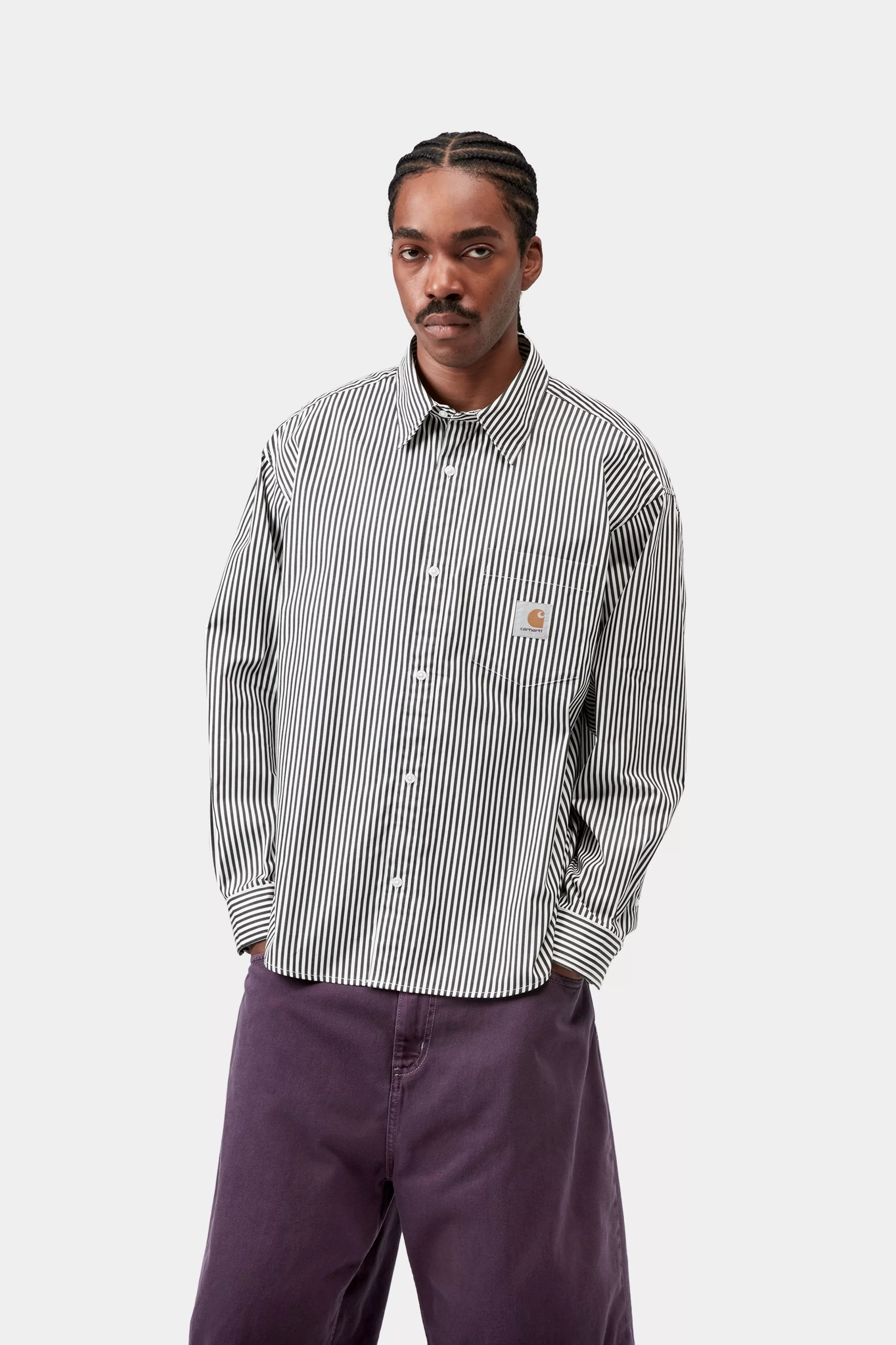 L/S Daldry Shirt - Daldry Stripe, Black / Wax
