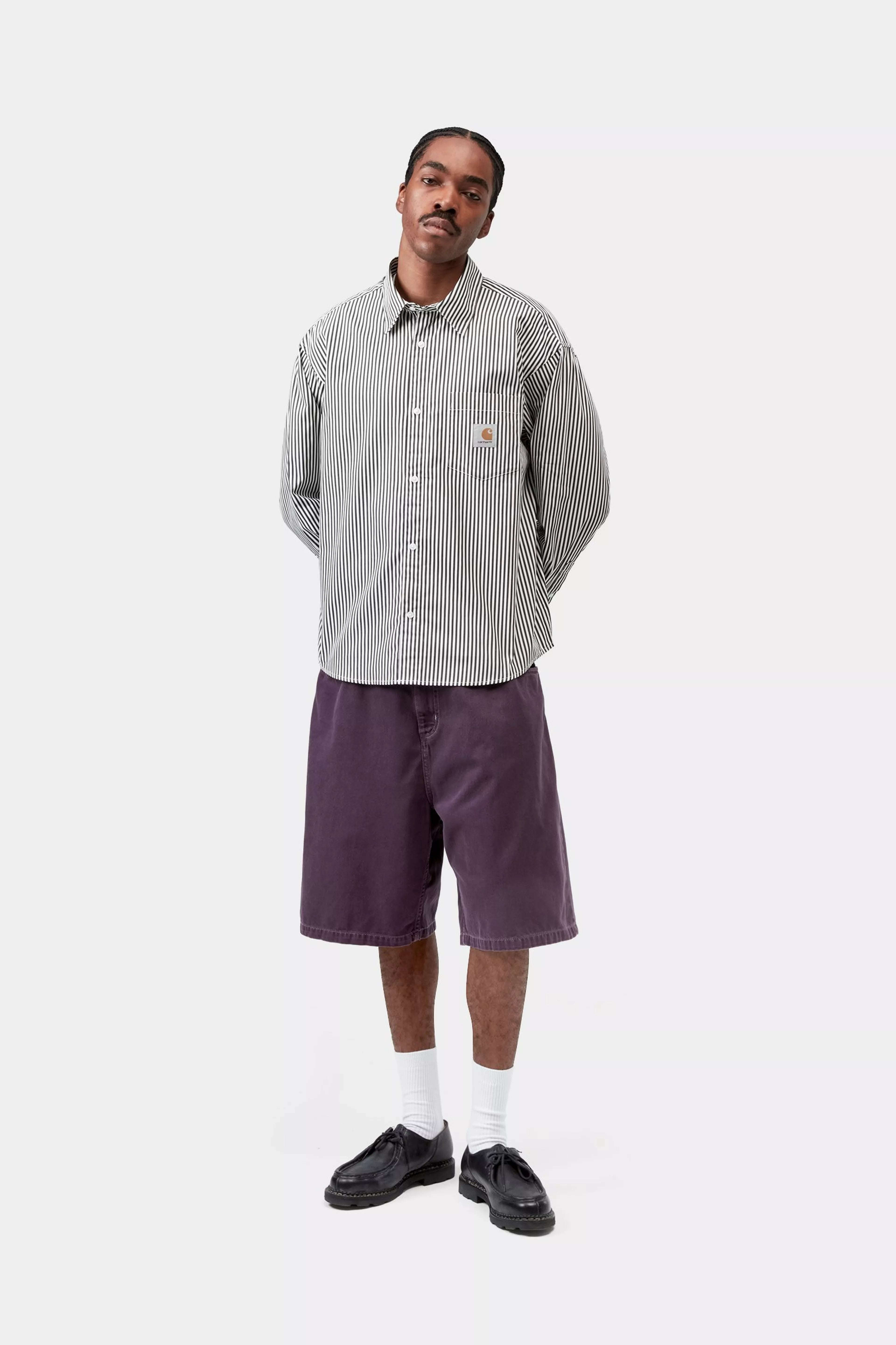 L/S Daldry Shirt - Daldry Stripe, Black / Wax