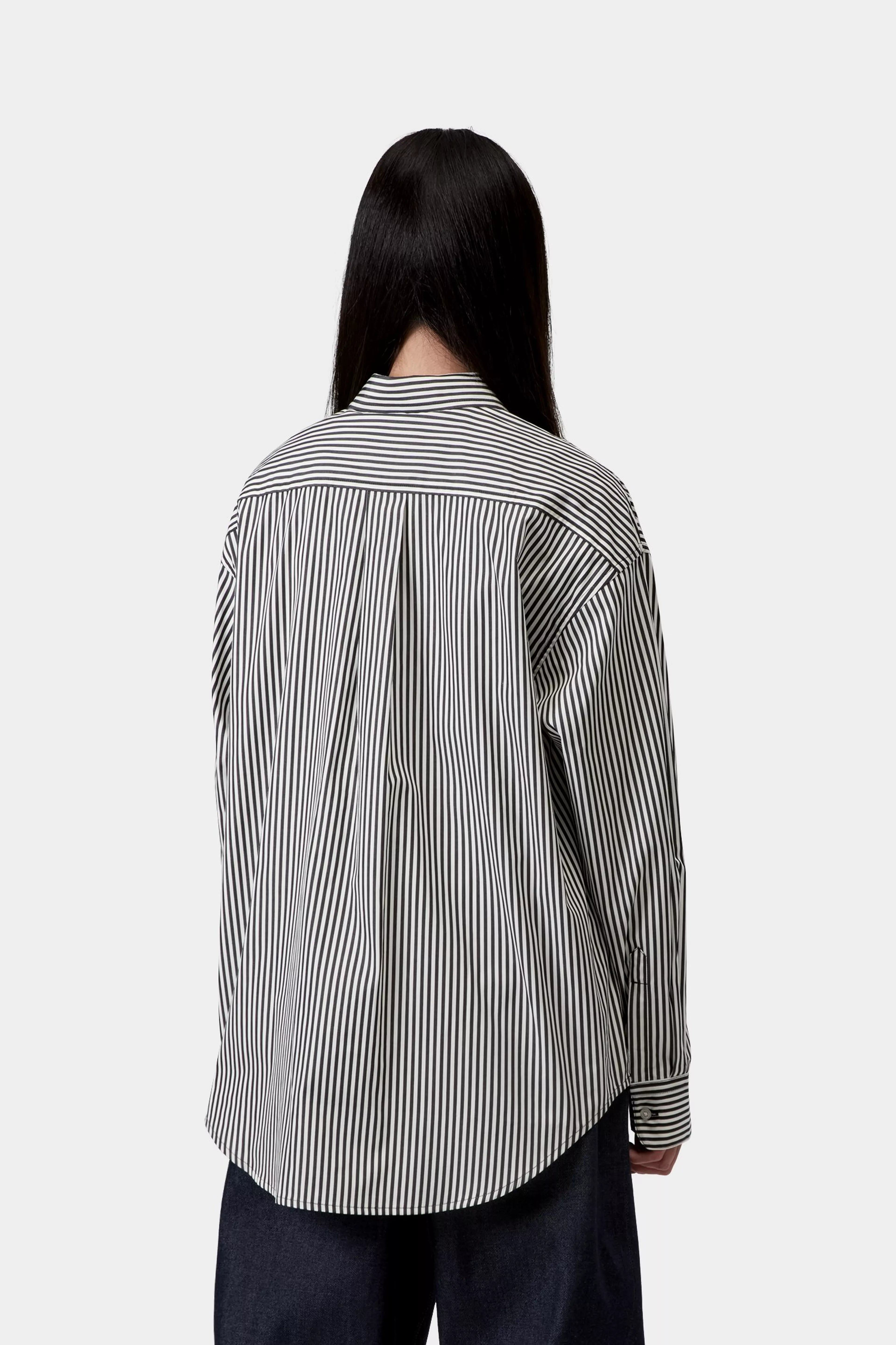 W' L/S Daldry Shirt - Daldry Stripe, Black / Wax