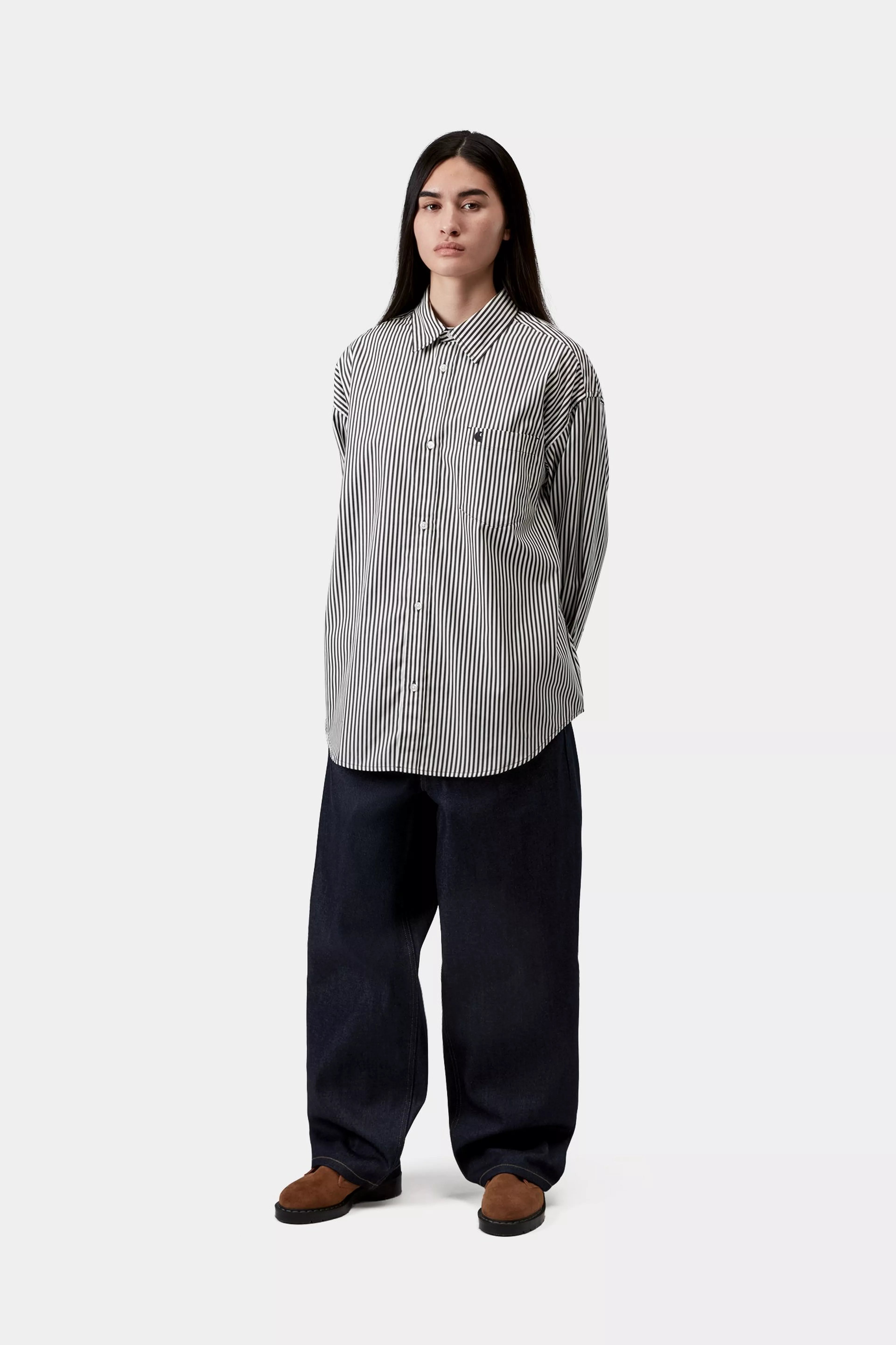 W' L/S Daldry Shirt - Daldry Stripe, Black / Wax 4