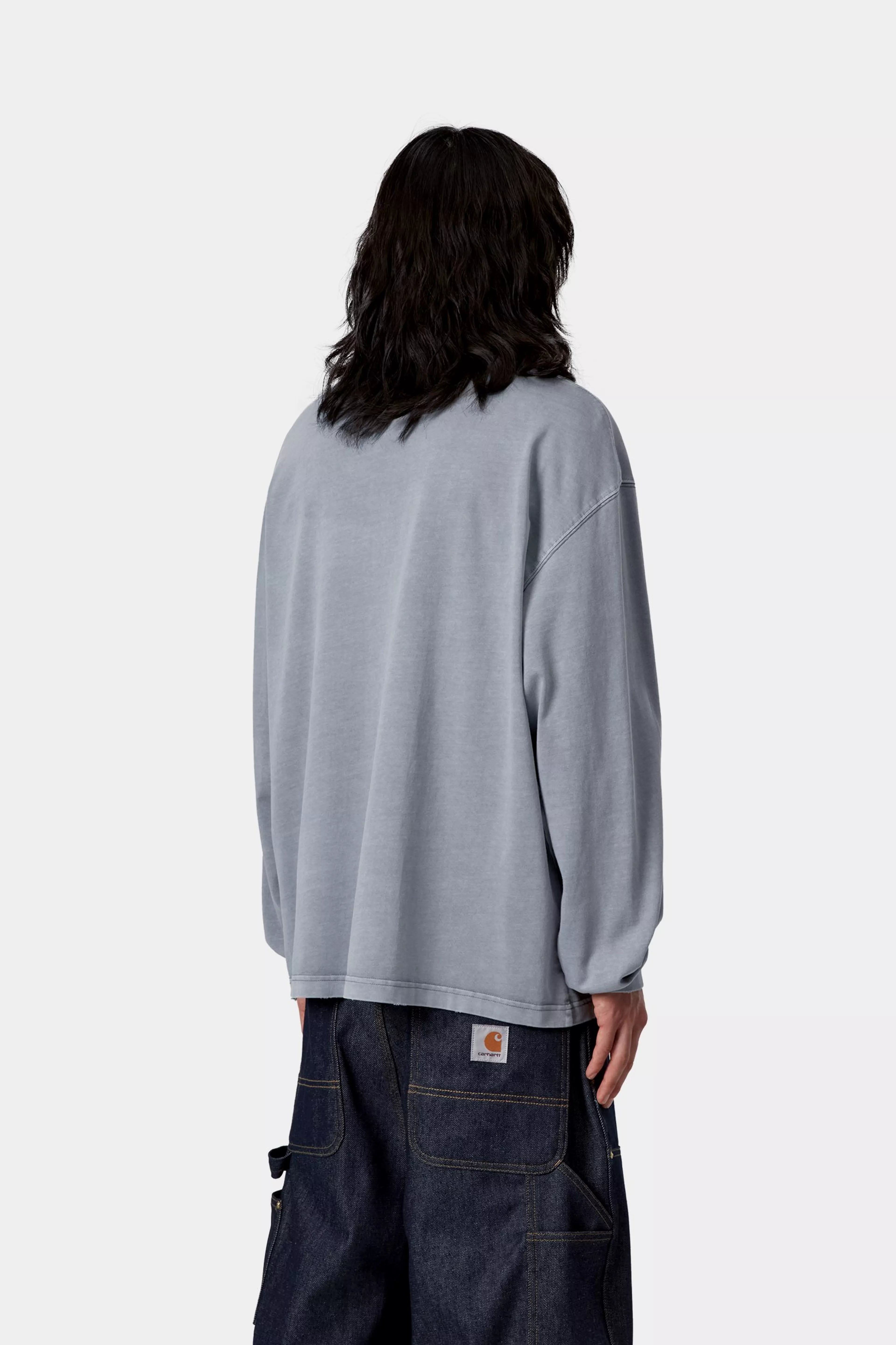 L/S Torion Pocket T-Shirt - Office Blue (grind wash) 3