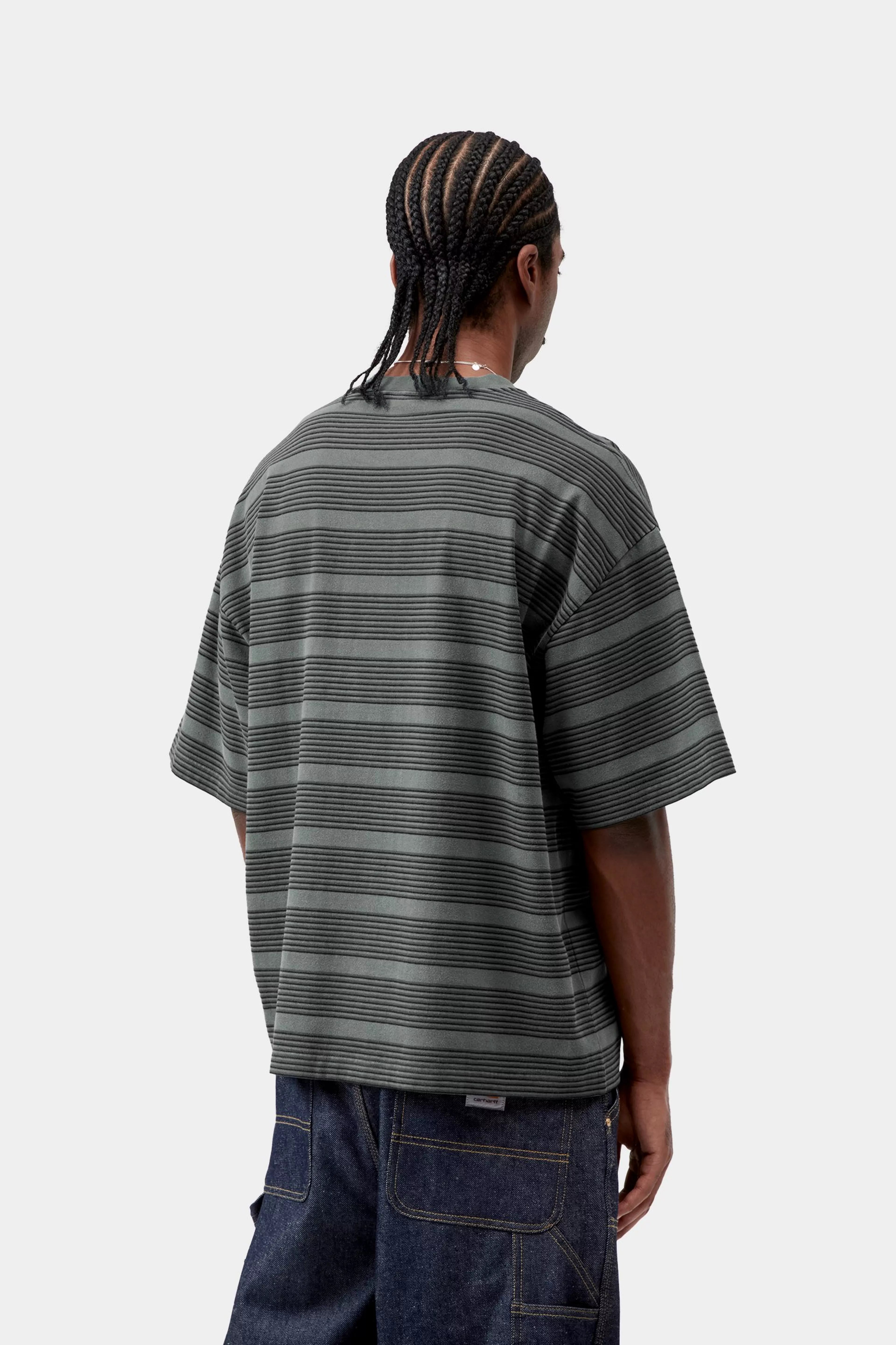 S/S Hanson T-Shirt - Hanson Stripe, Kale Green (garment dyed)
