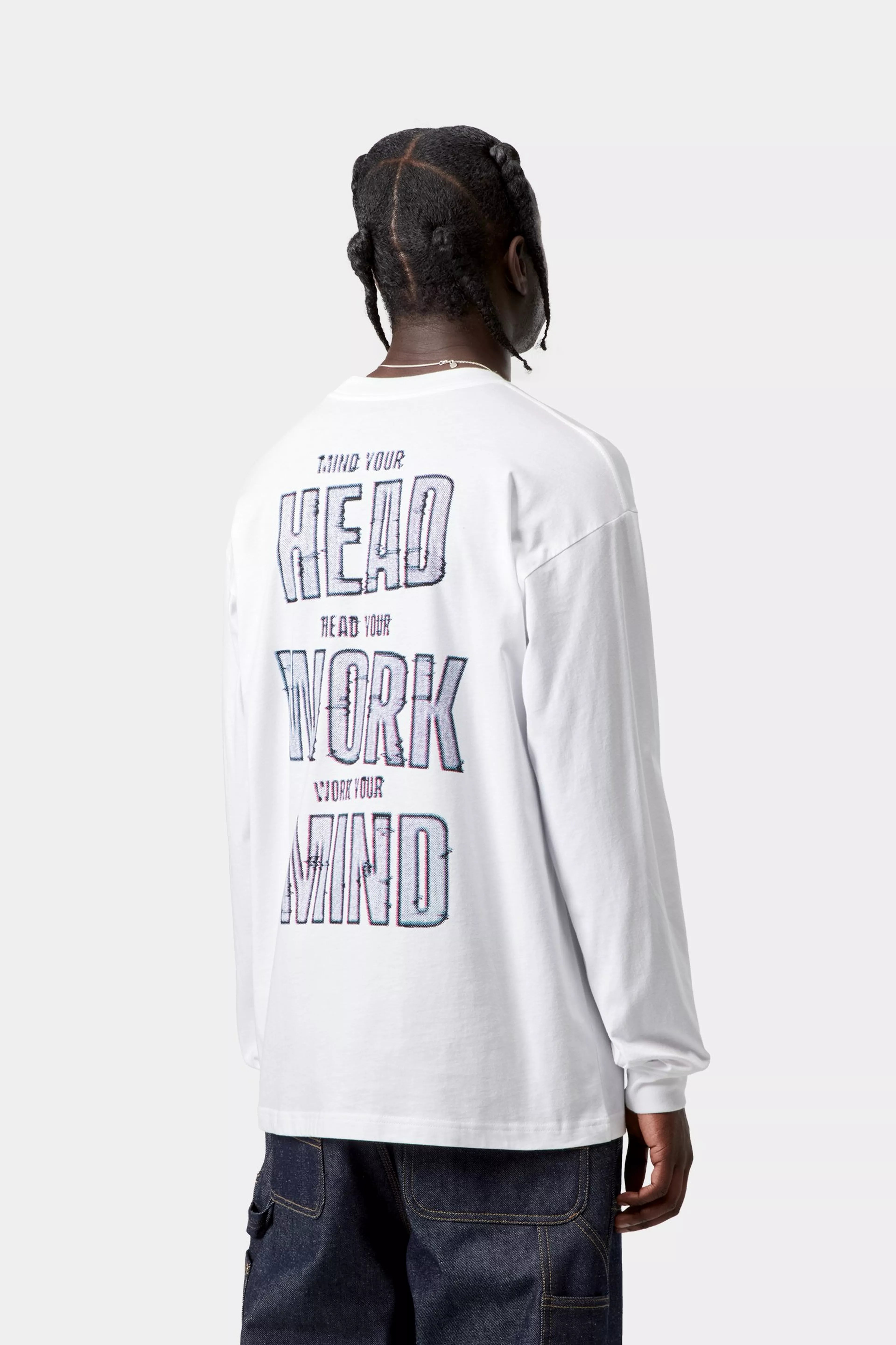 L/S Mind Your Head T-Shirt - White 3