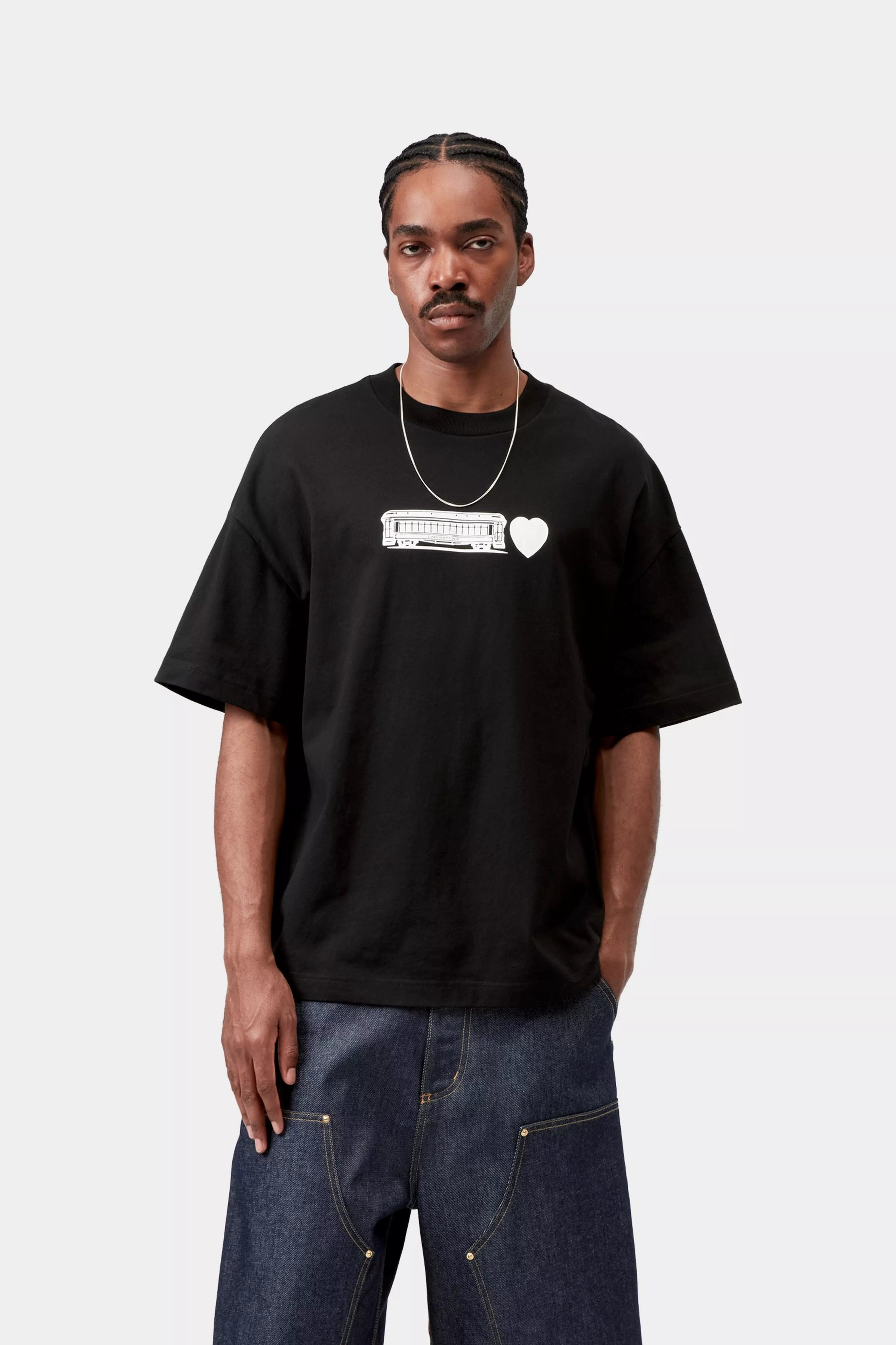 S/S Deconstructed Label T-Shirt - Black