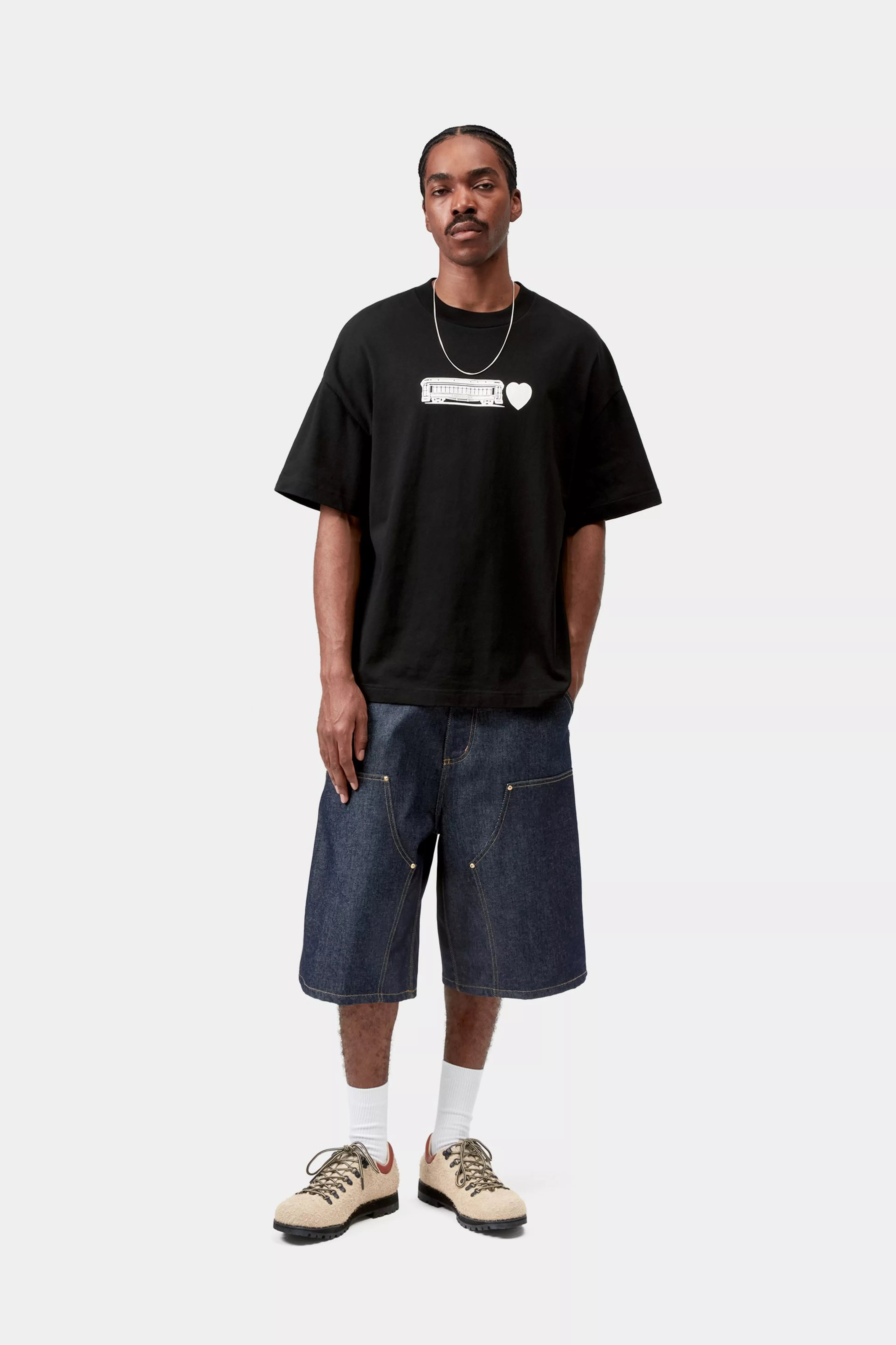 S/S Deconstructed Label T-Shirt - Black