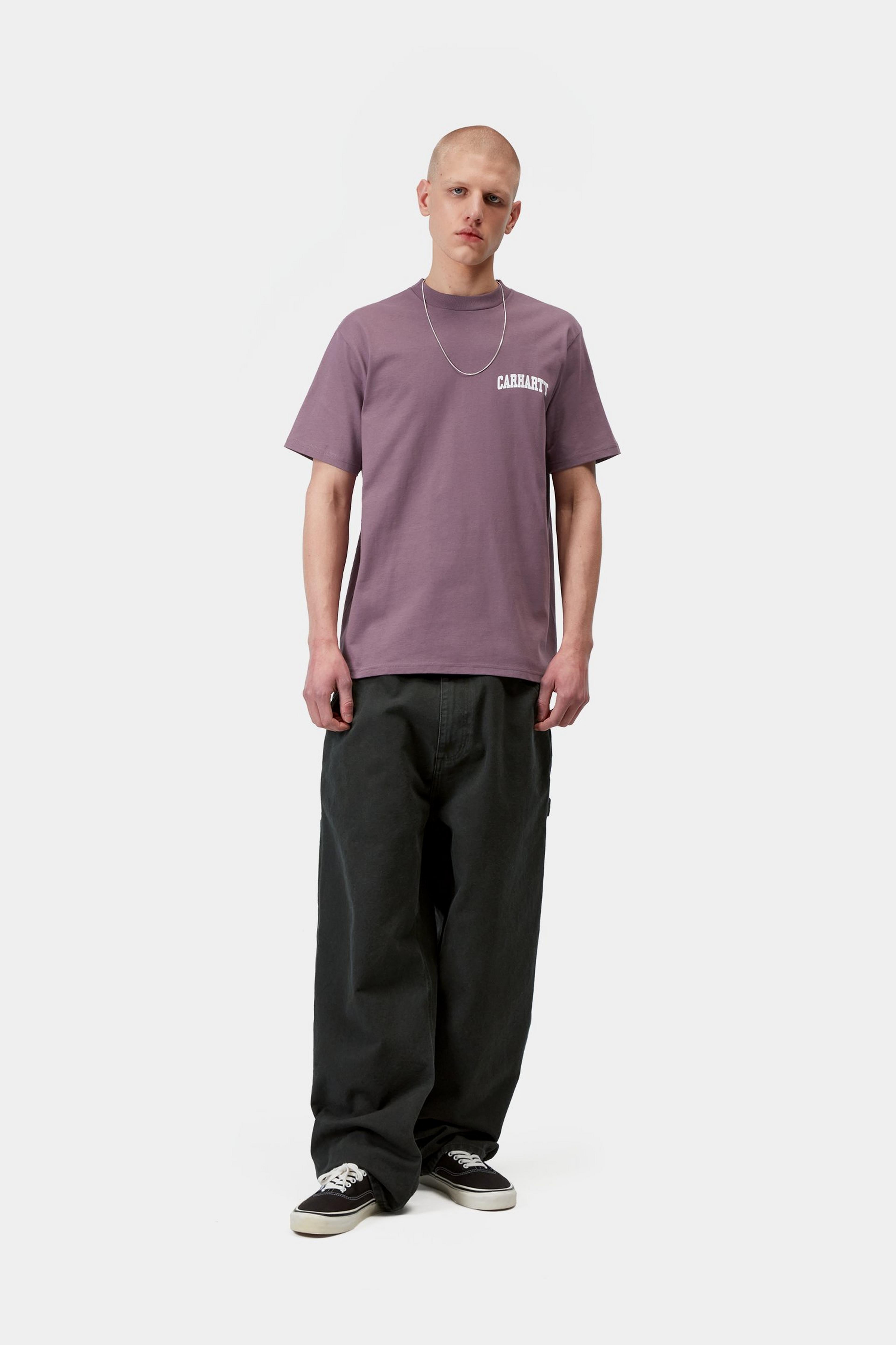 S/S University Script T-Shirt - Phlox / White 4