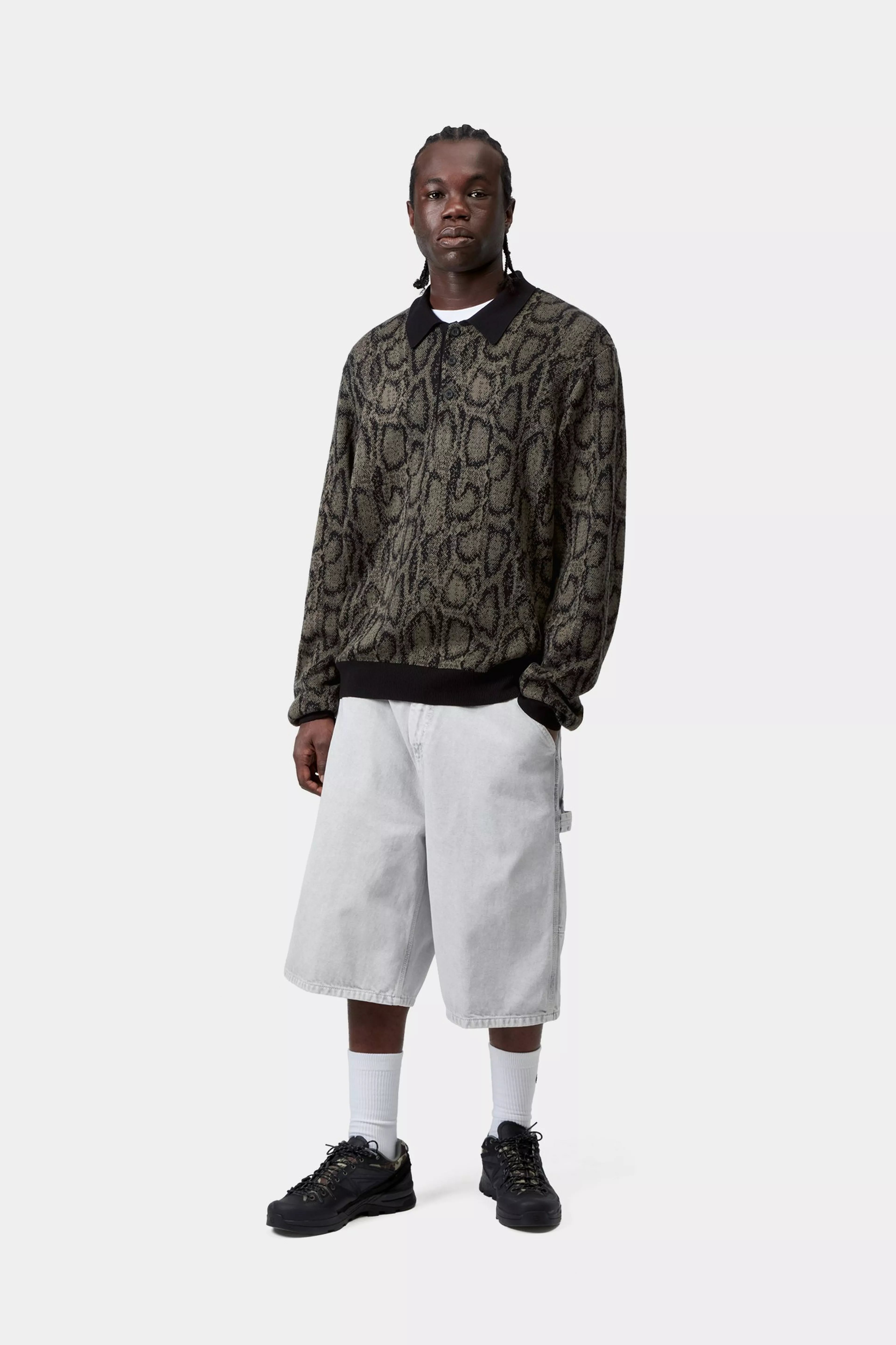 L/S Snake Polo - Snake Camo Jacquard, Velvet Blue 4