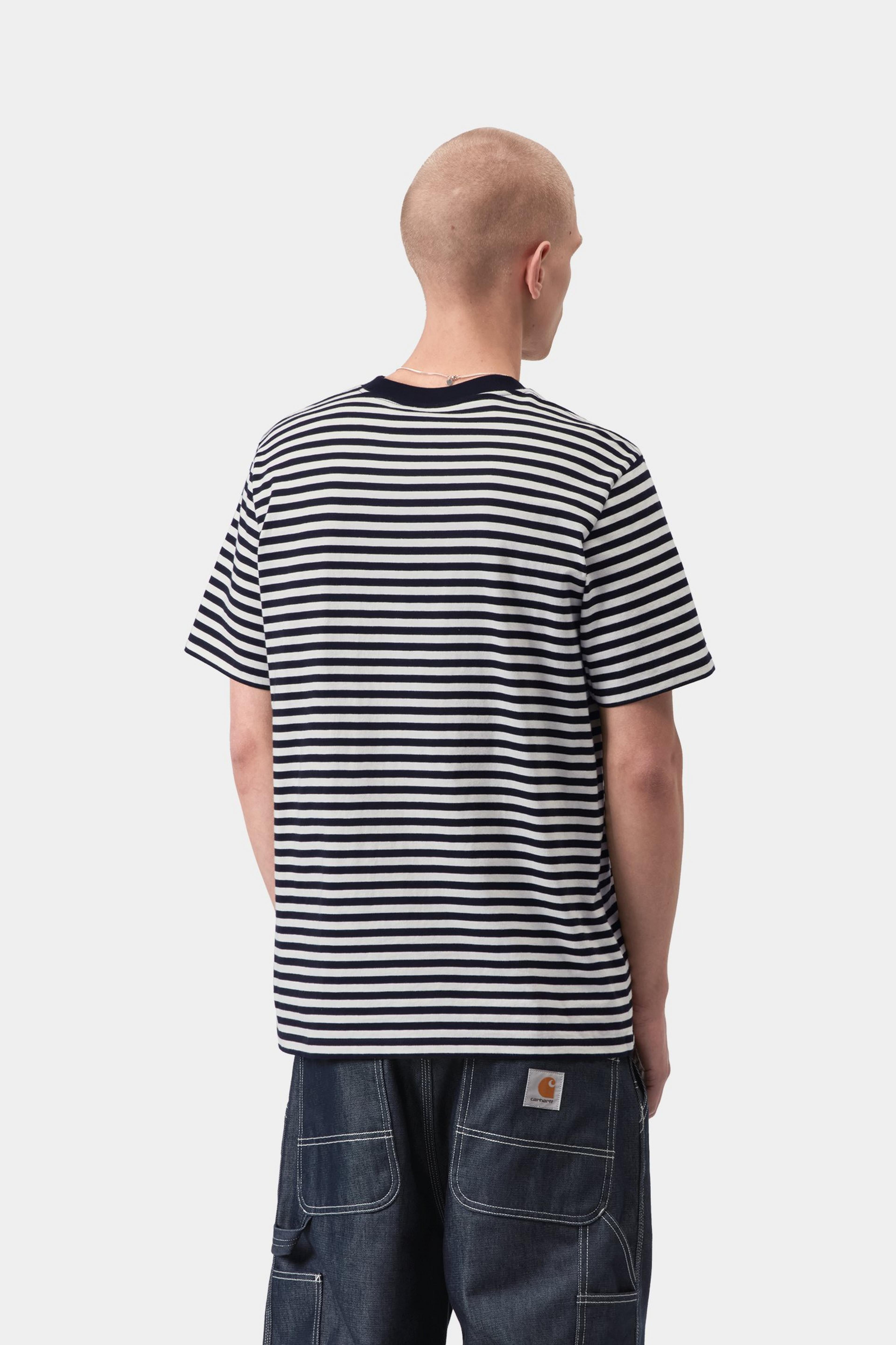 S/S Ezra Pocket T-Shirt - Ezra Stripe, Black / Wax