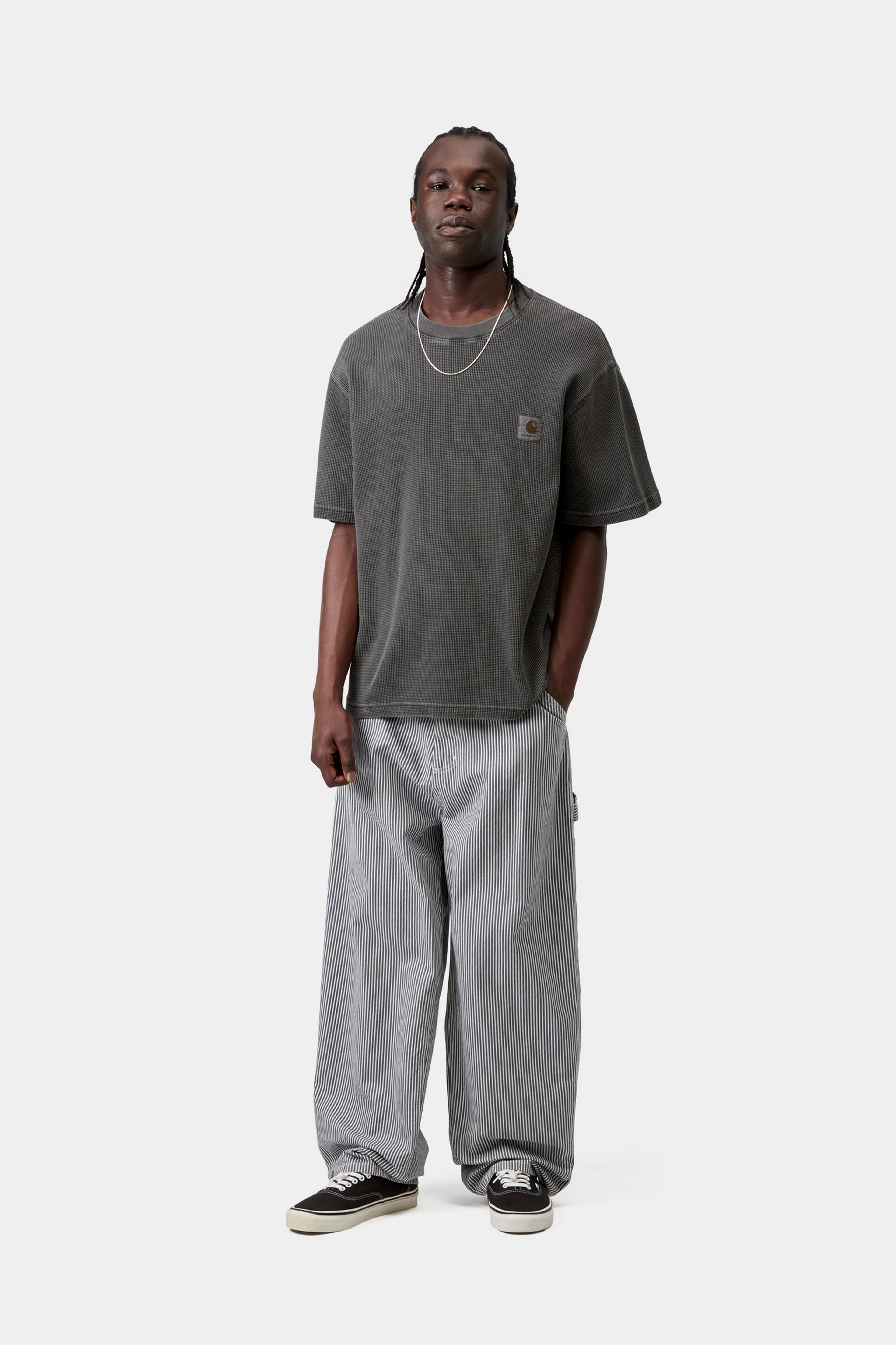 S/S Nelson Waffle T-Shirt - Black (garment dyed)