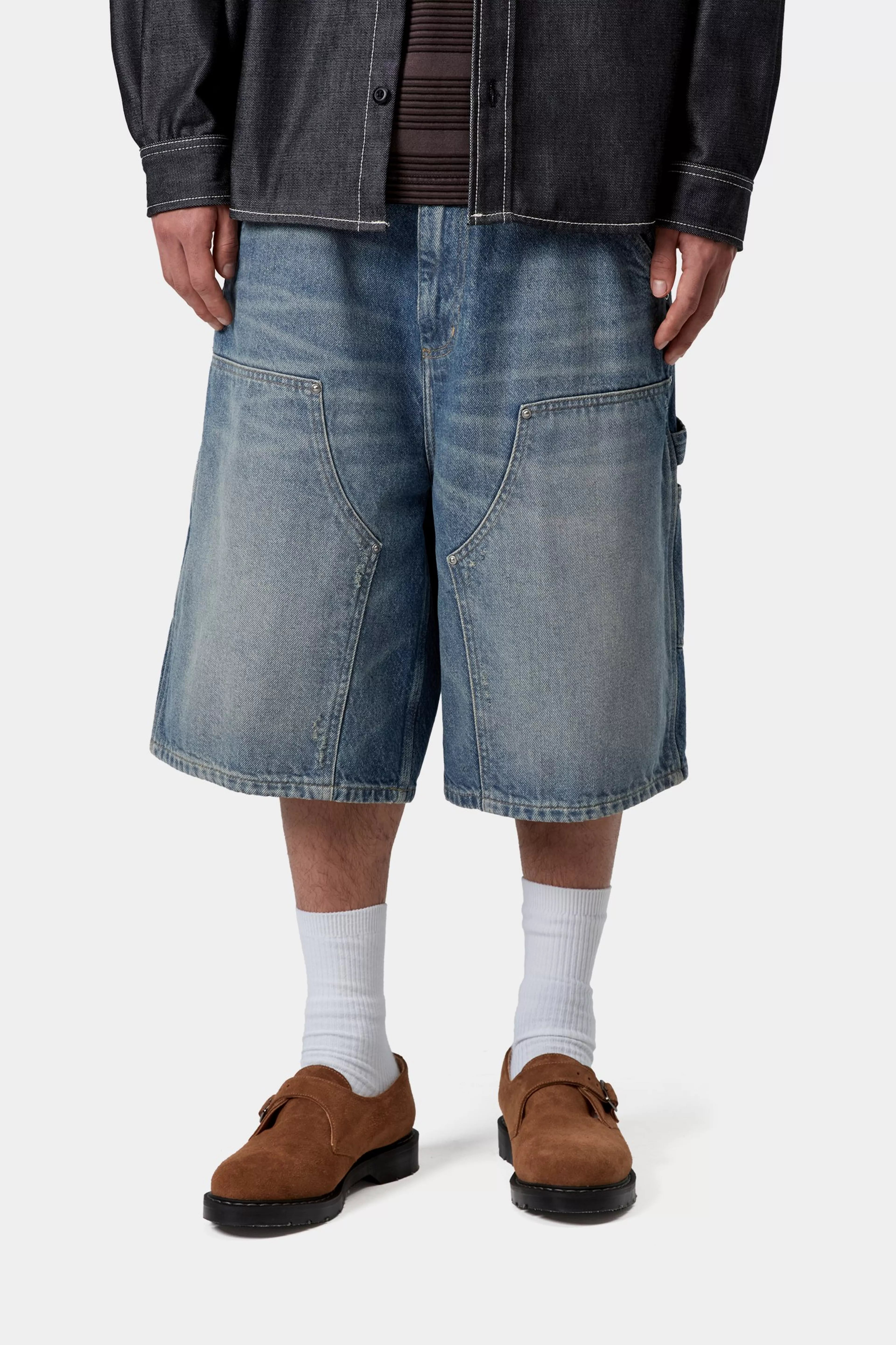 OG Aden Double Knee Short - Blue (grind wash)