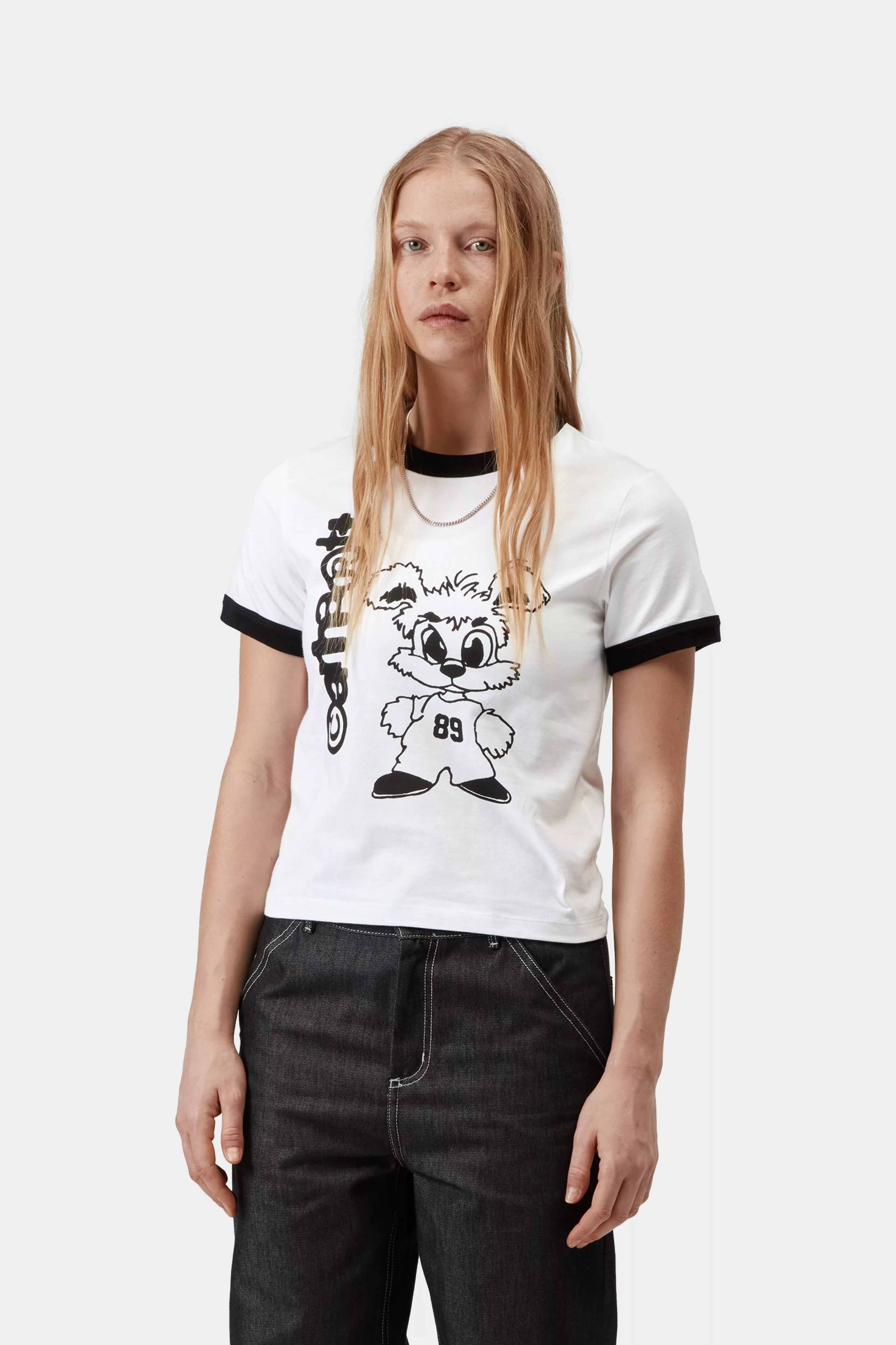 W' S/S Ip Ringer T-Shirt - White / Black 2