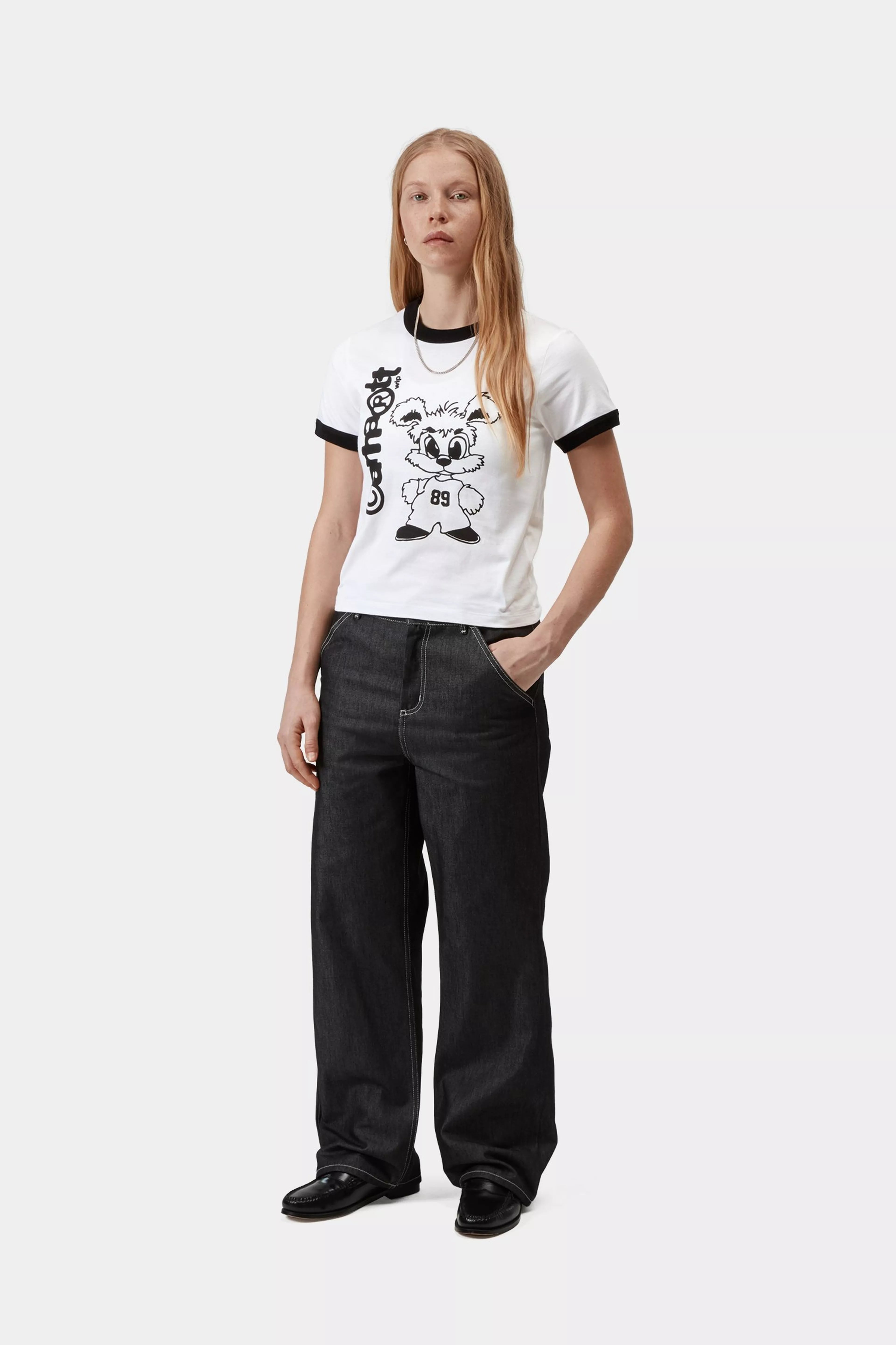 W' S/S Ip Ringer T-Shirt - White / Black 4