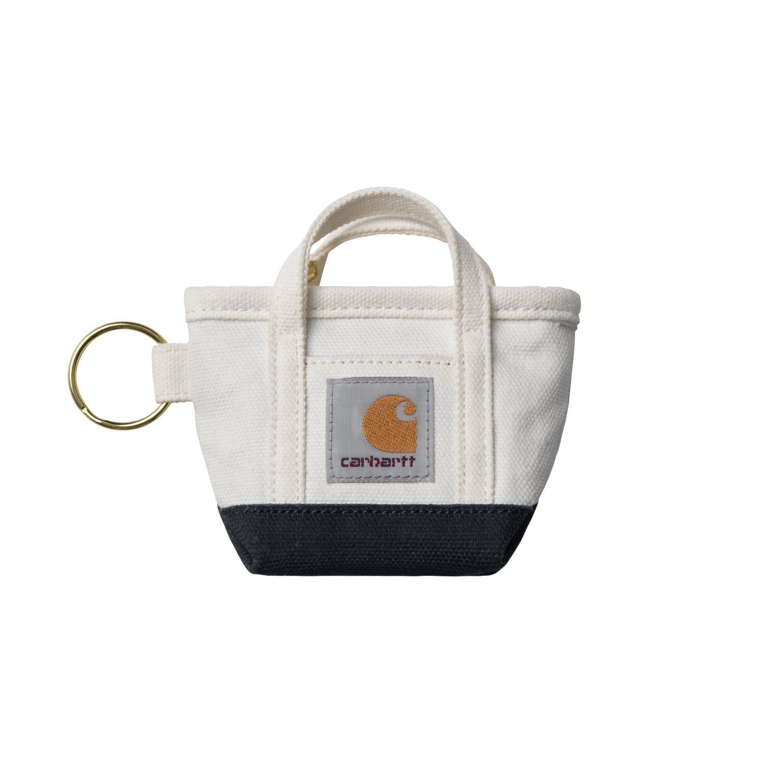 Mini Tote Bag Keychain - Natural / Blue