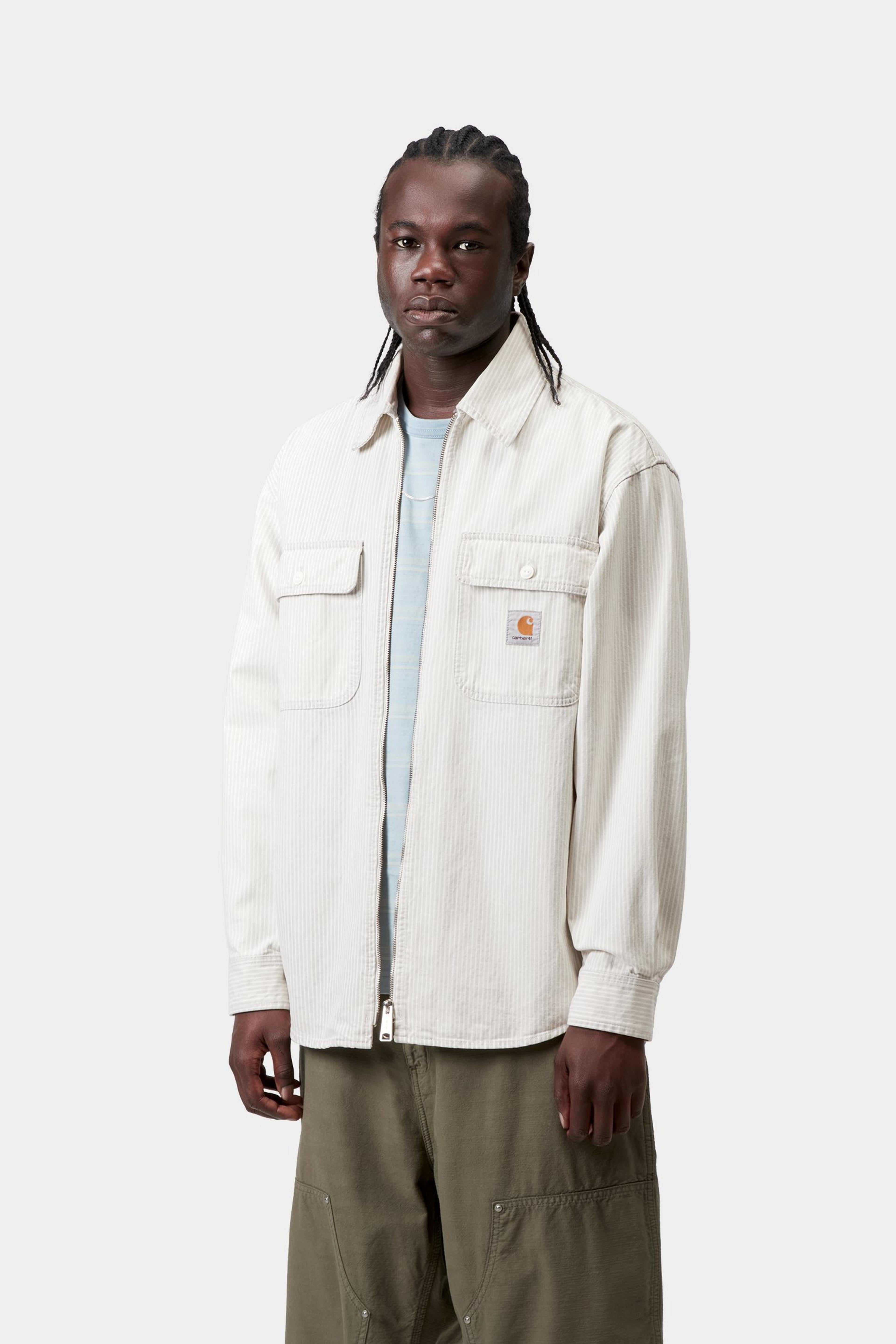 Mercer Shirt Jac - Mercer Stripe, Graphite / Wax, Bleached