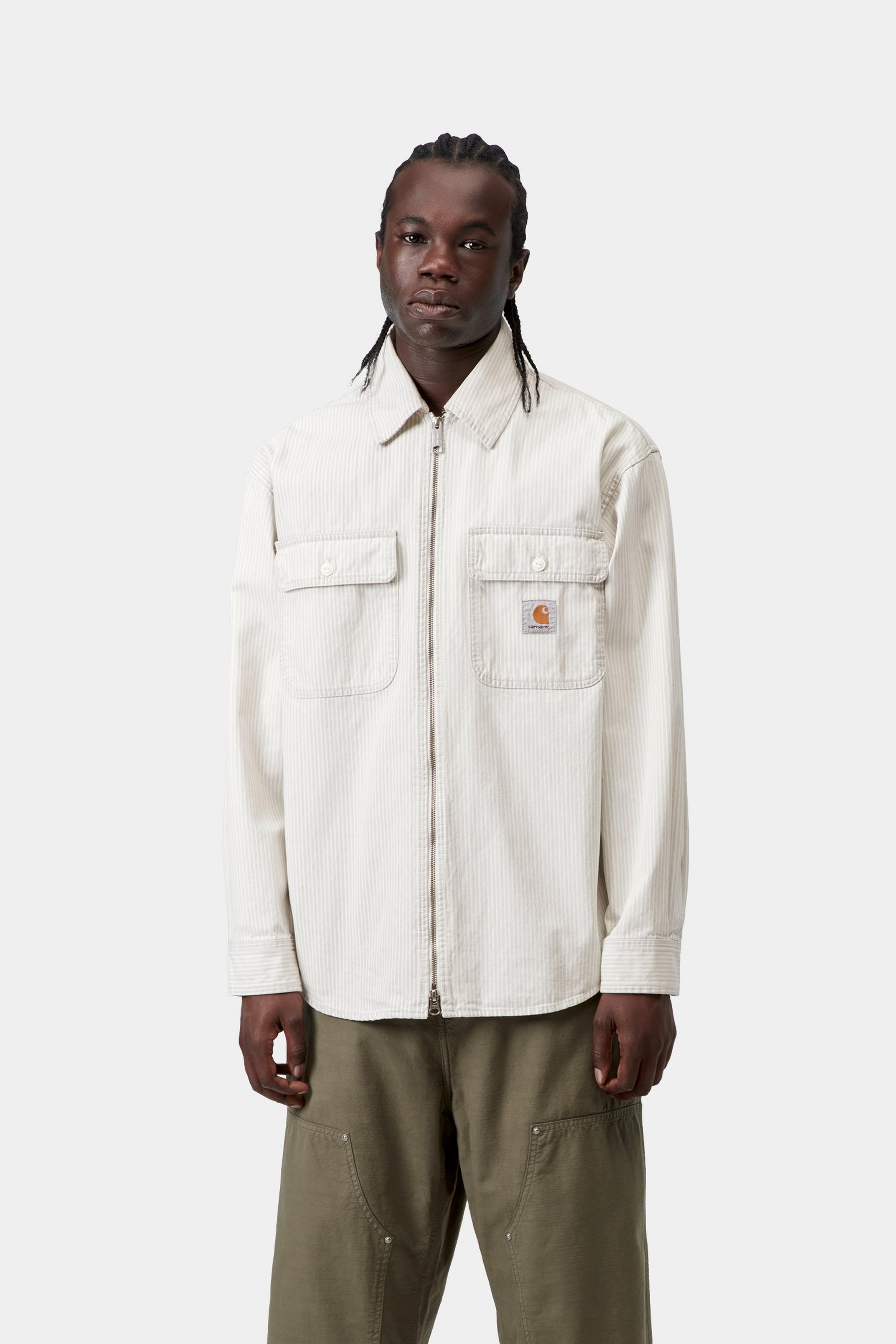 Mercer Shirt Jac - Mercer Stripe, Graphite / Wax, Bleached