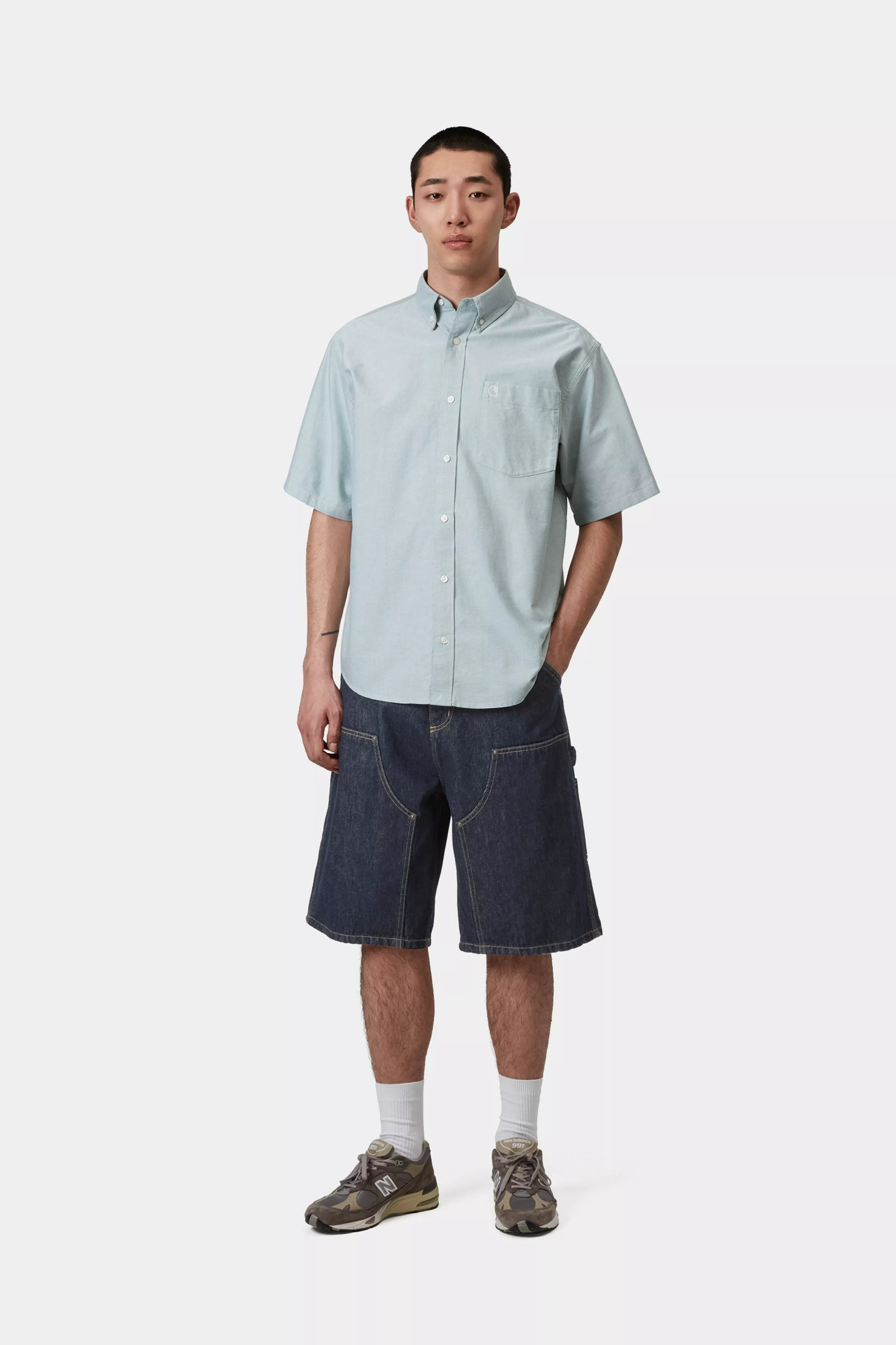 OG Double Knee Short - Blue (rinsed) 5