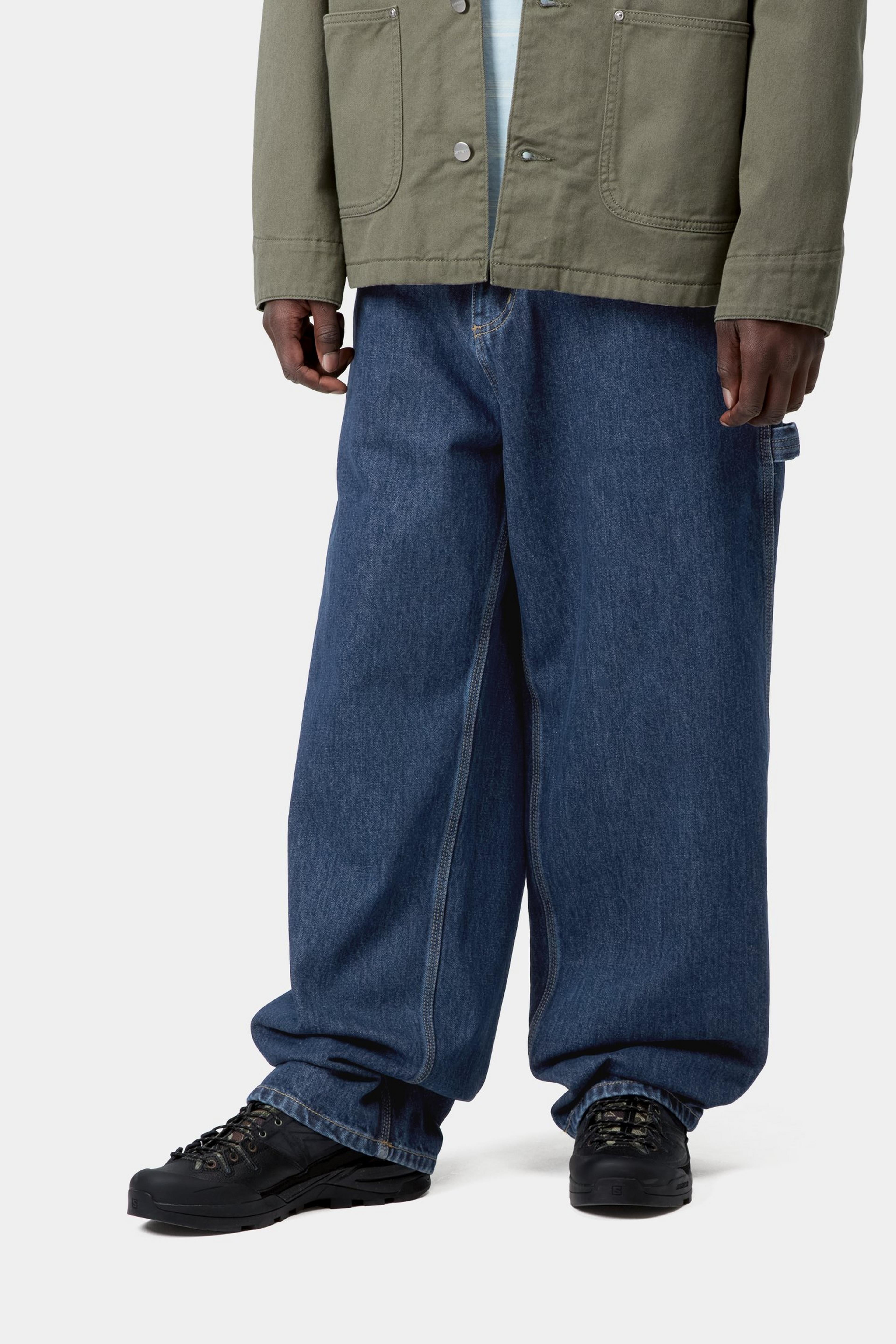 早い者勝ち　Carhartt WIP ダークブルー ワークパンツ 大人気！】カーハートCarhartt ダークブルー ワイドサイズワークパンツ