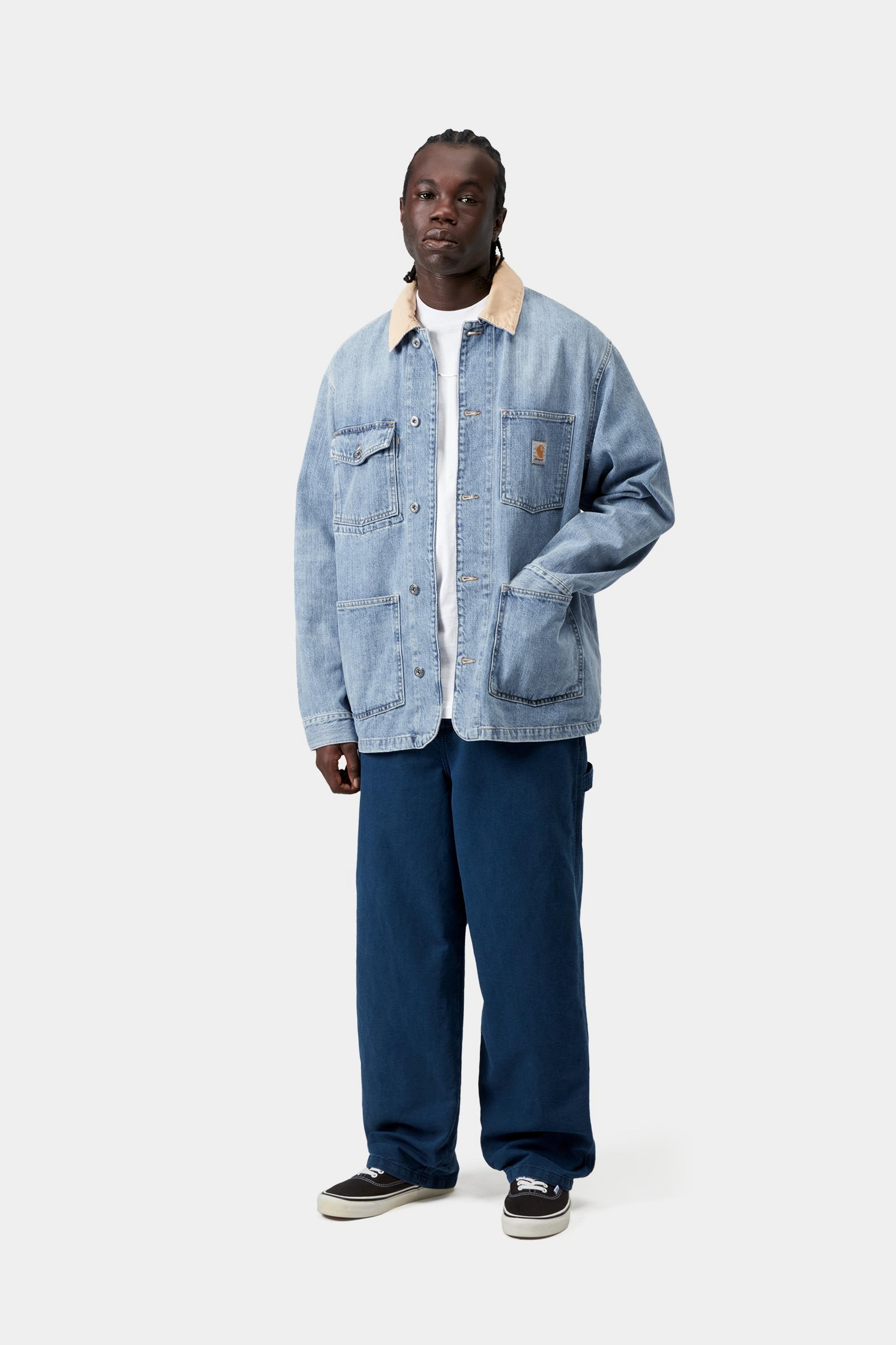 Warren Chore Coat - Blue / Dusty H Brown, Burst washed