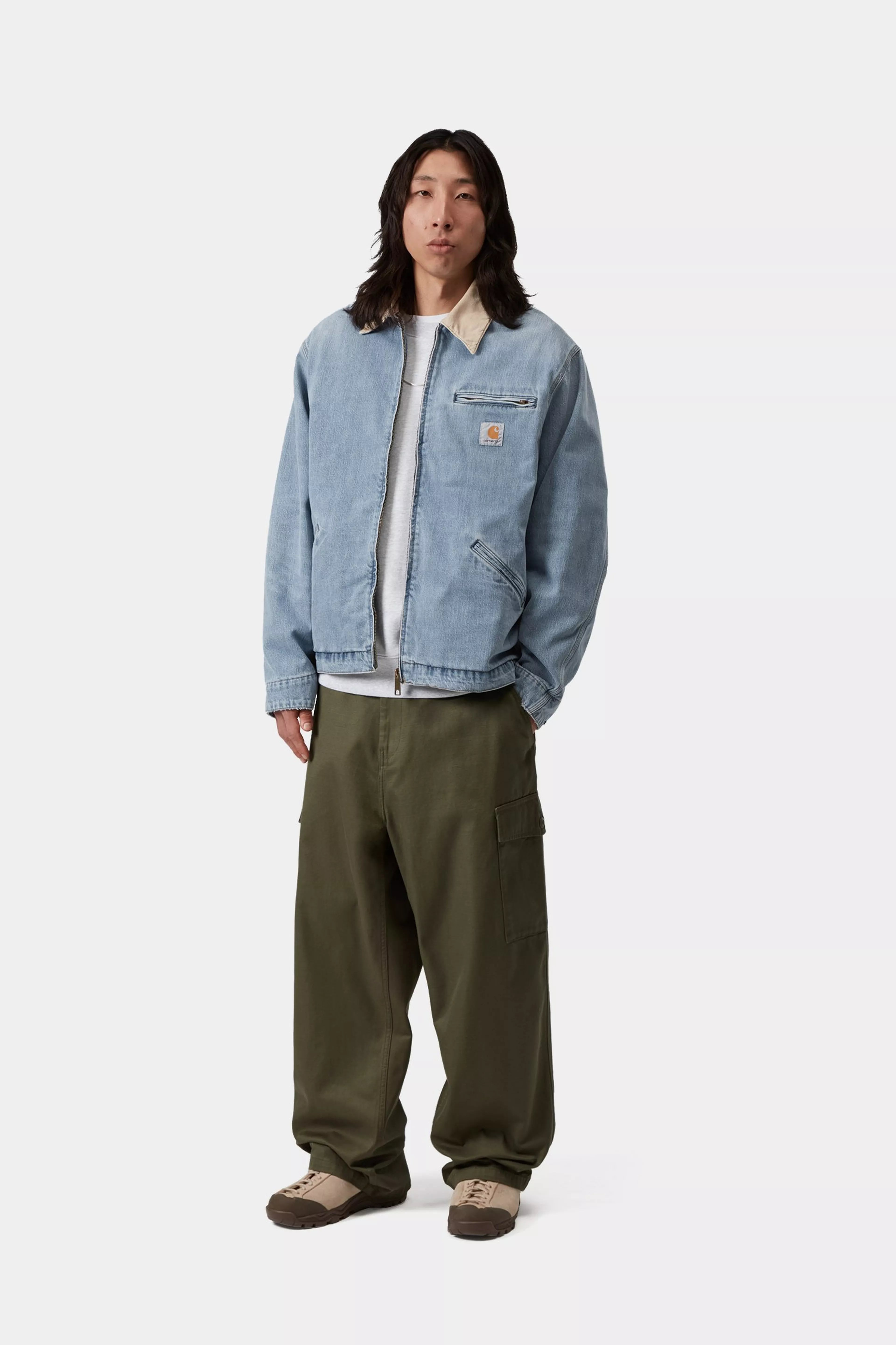 OG Detroit Jacket - Blue / Dusty H Brown, Burst washed