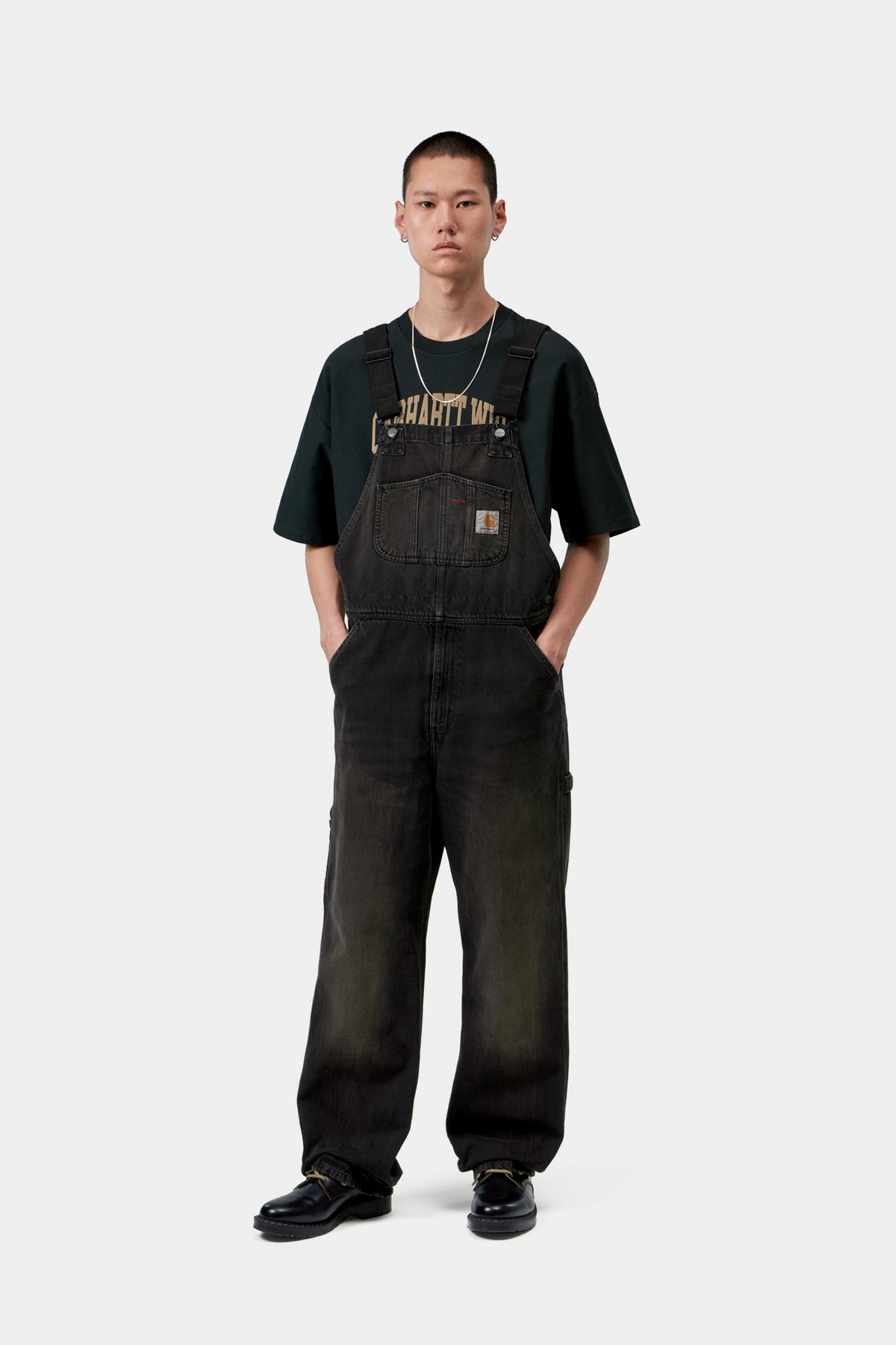 Bib Overall - Black tobacco used wash