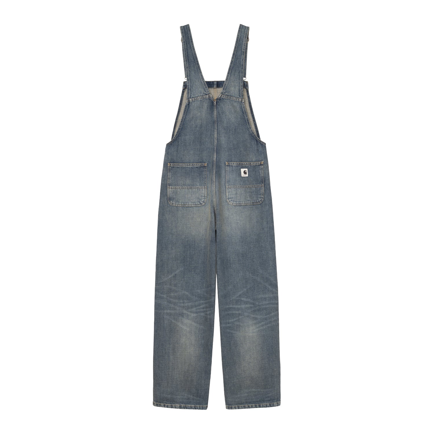 W' Bib Overall Straight - Blue worn used wash 4