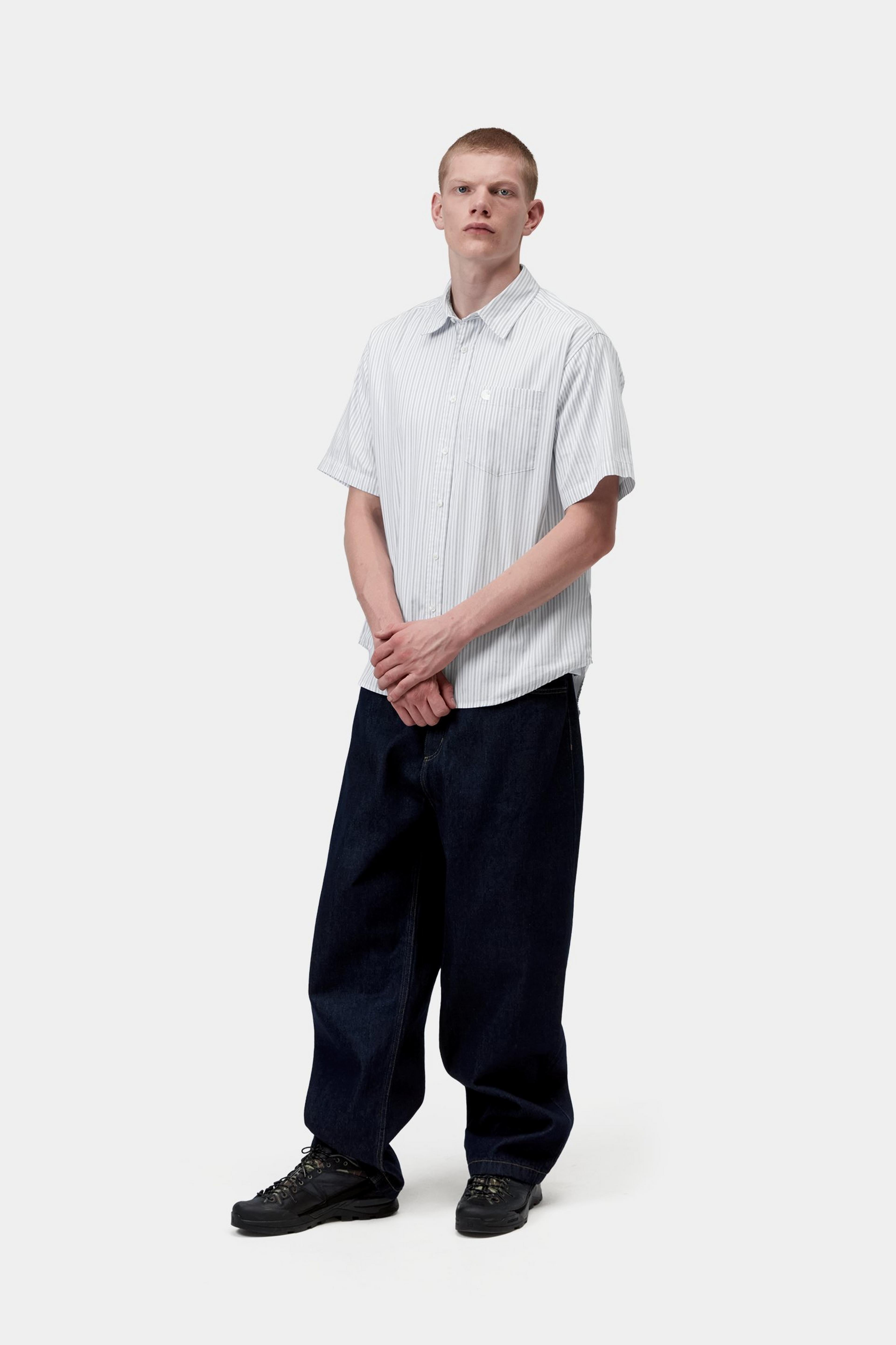 S/S Keene Shirt - Keene Stripe, White