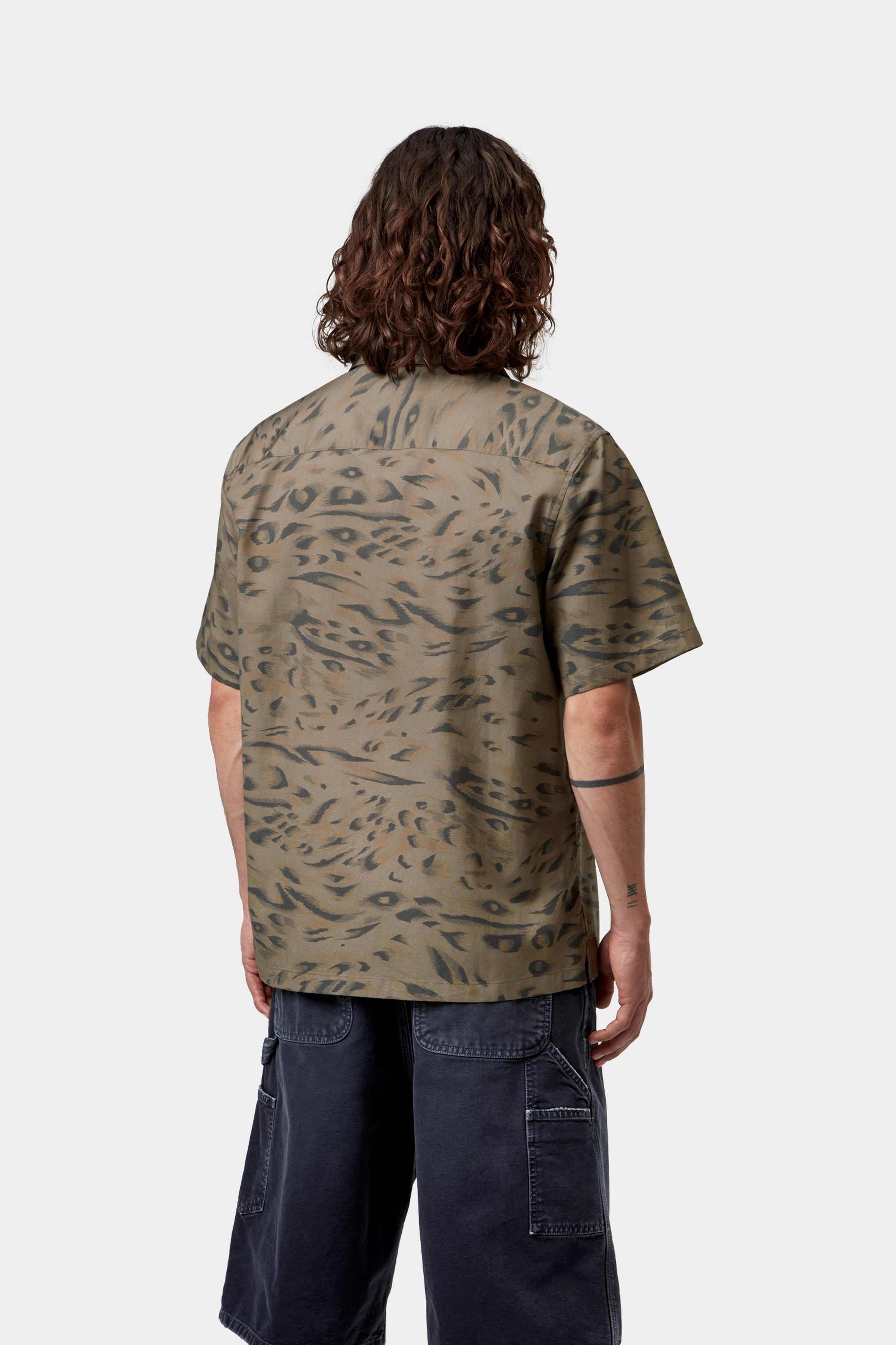 S/S Travon Shirt - Duck Feather Print, Cypress / Black