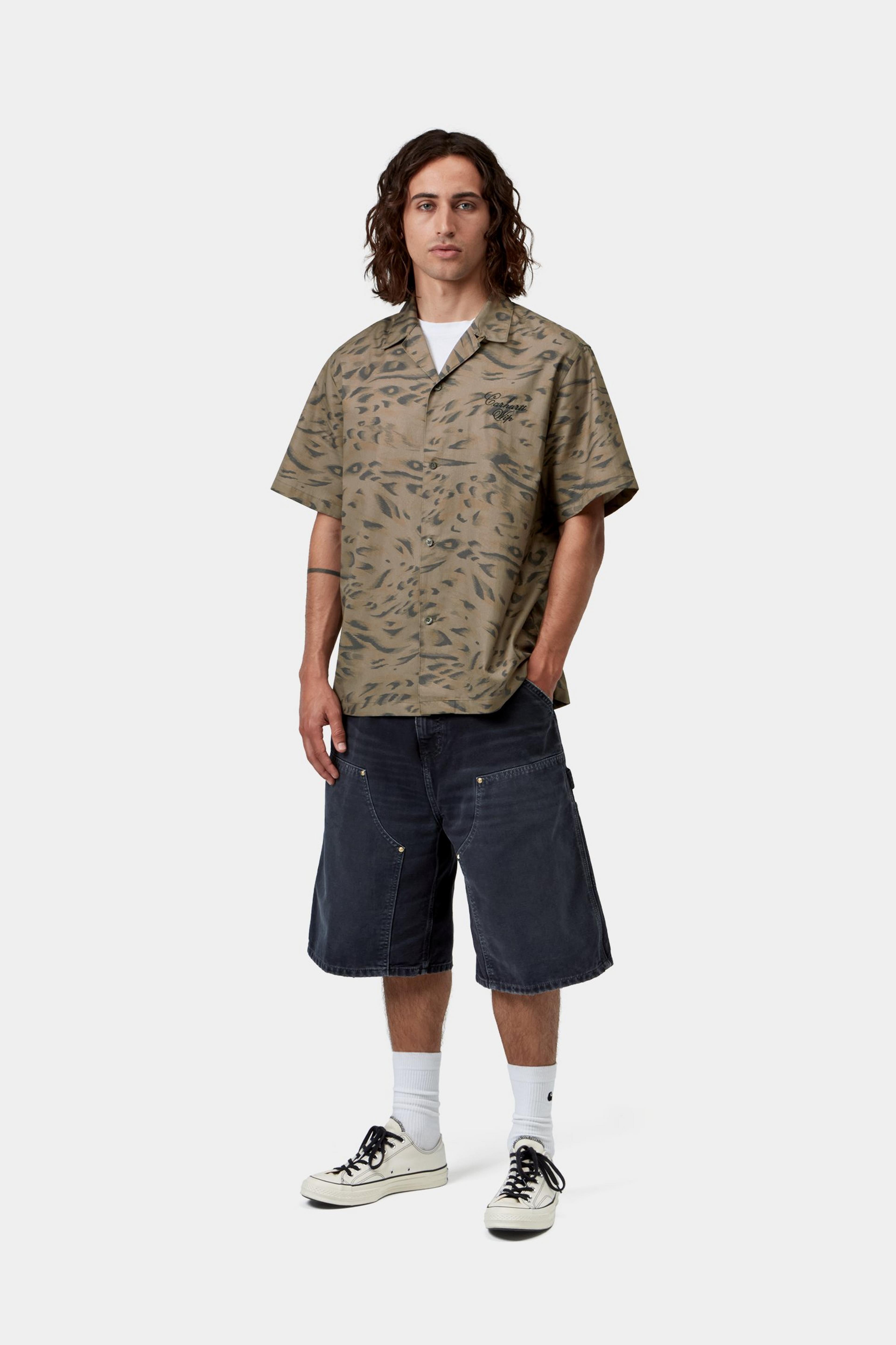 S/S Travon Shirt - Duck Feather Print, Cypress / Black