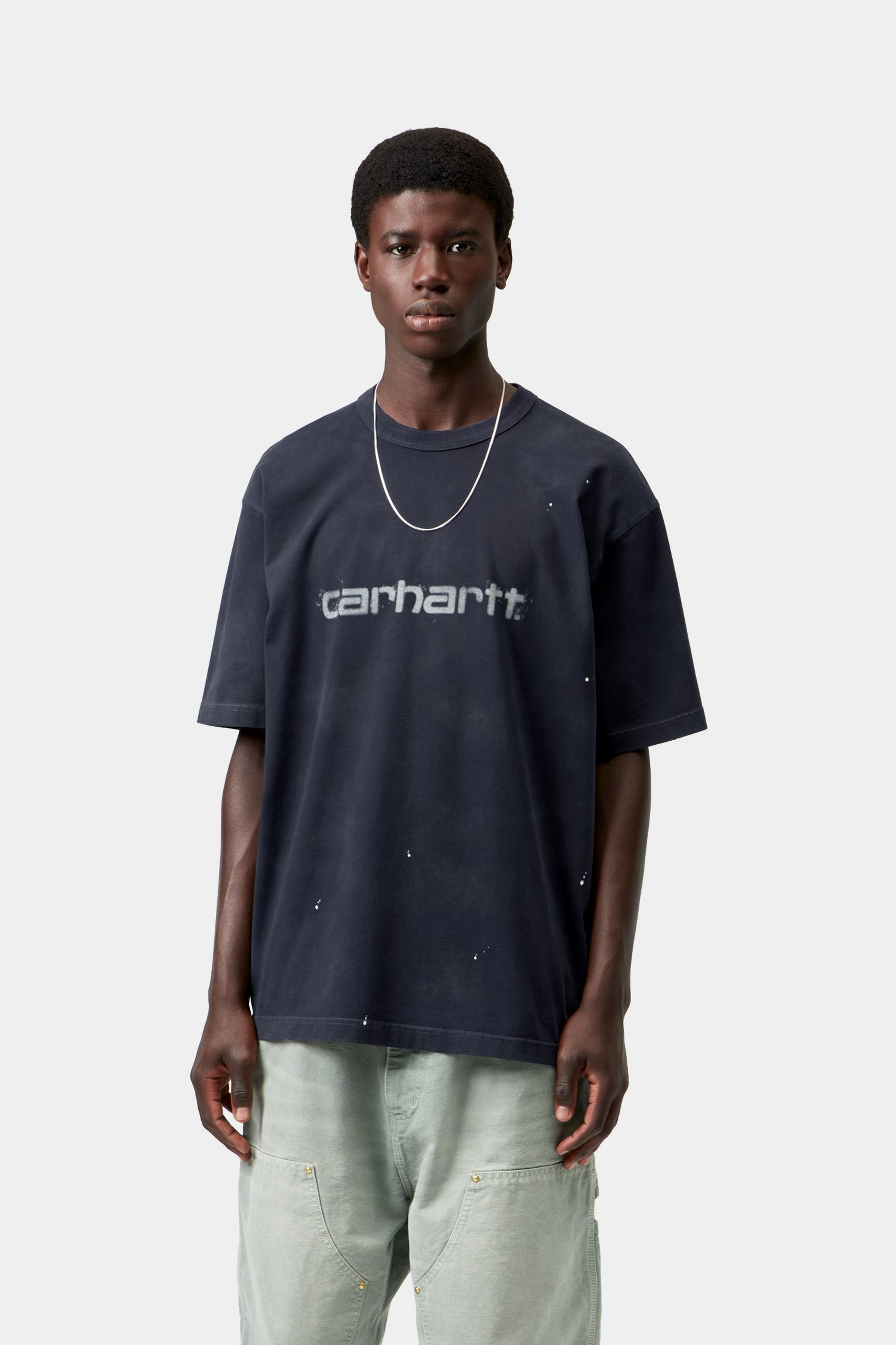 S/S Painter T-Shirt - Dark Navy, Destroy wash, splatter 2